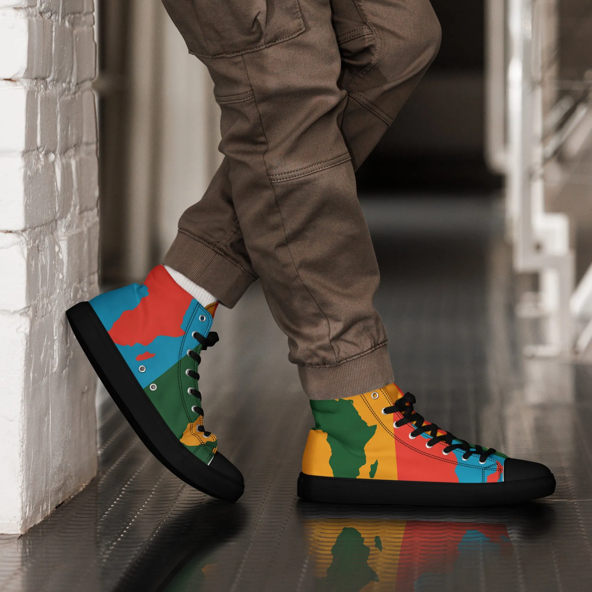 AFRICA WARHOL Men’s High Top Canvas Shoes (Bright)