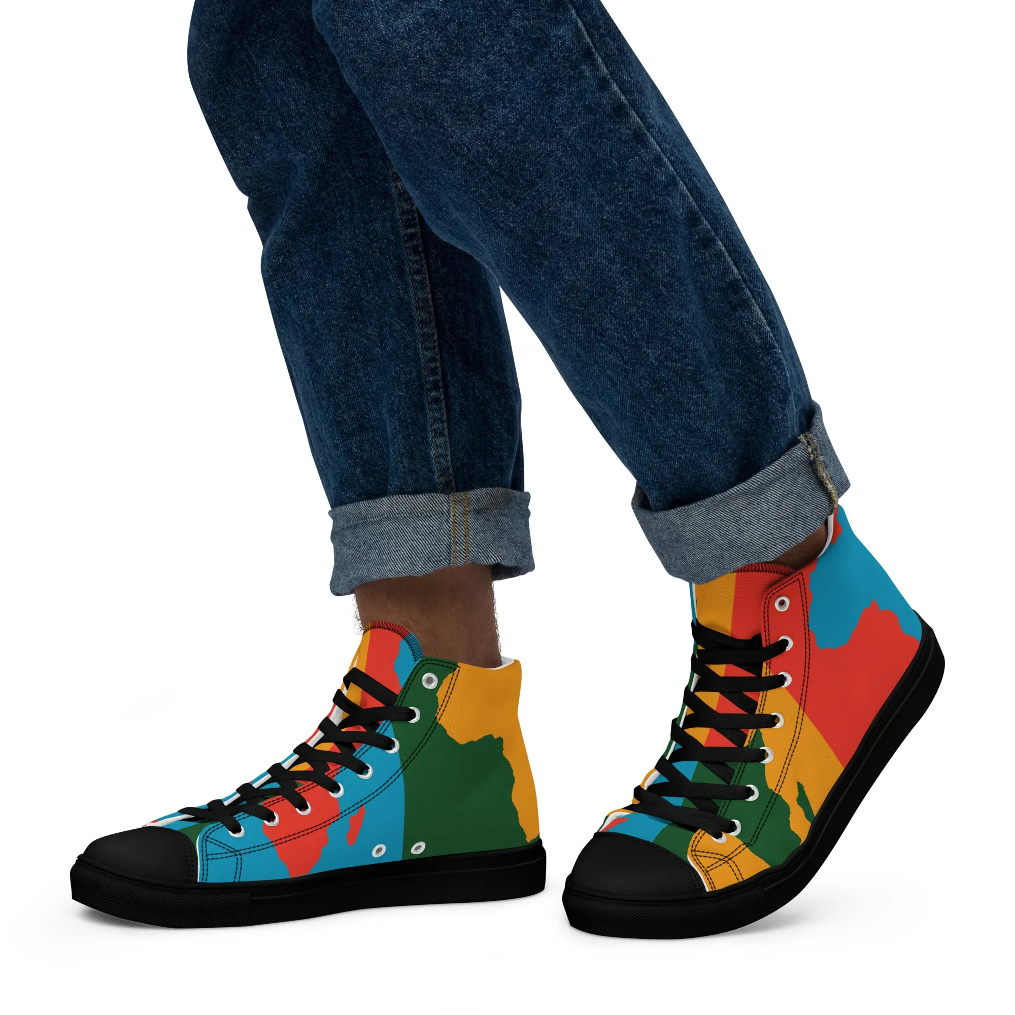 AFRICA WARHOL Men’s High Top Canvas Shoes (Bright)