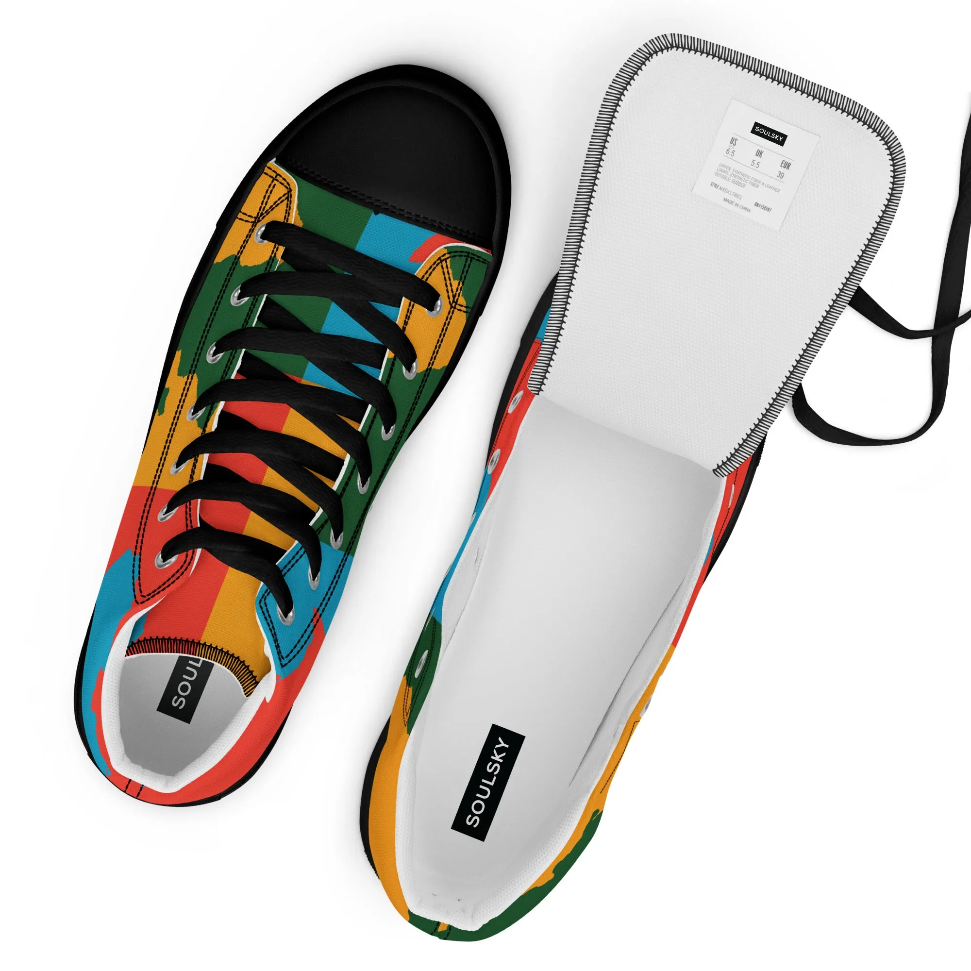 AFRICA WARHOL Men’s High Top Canvas Shoes (Bright)