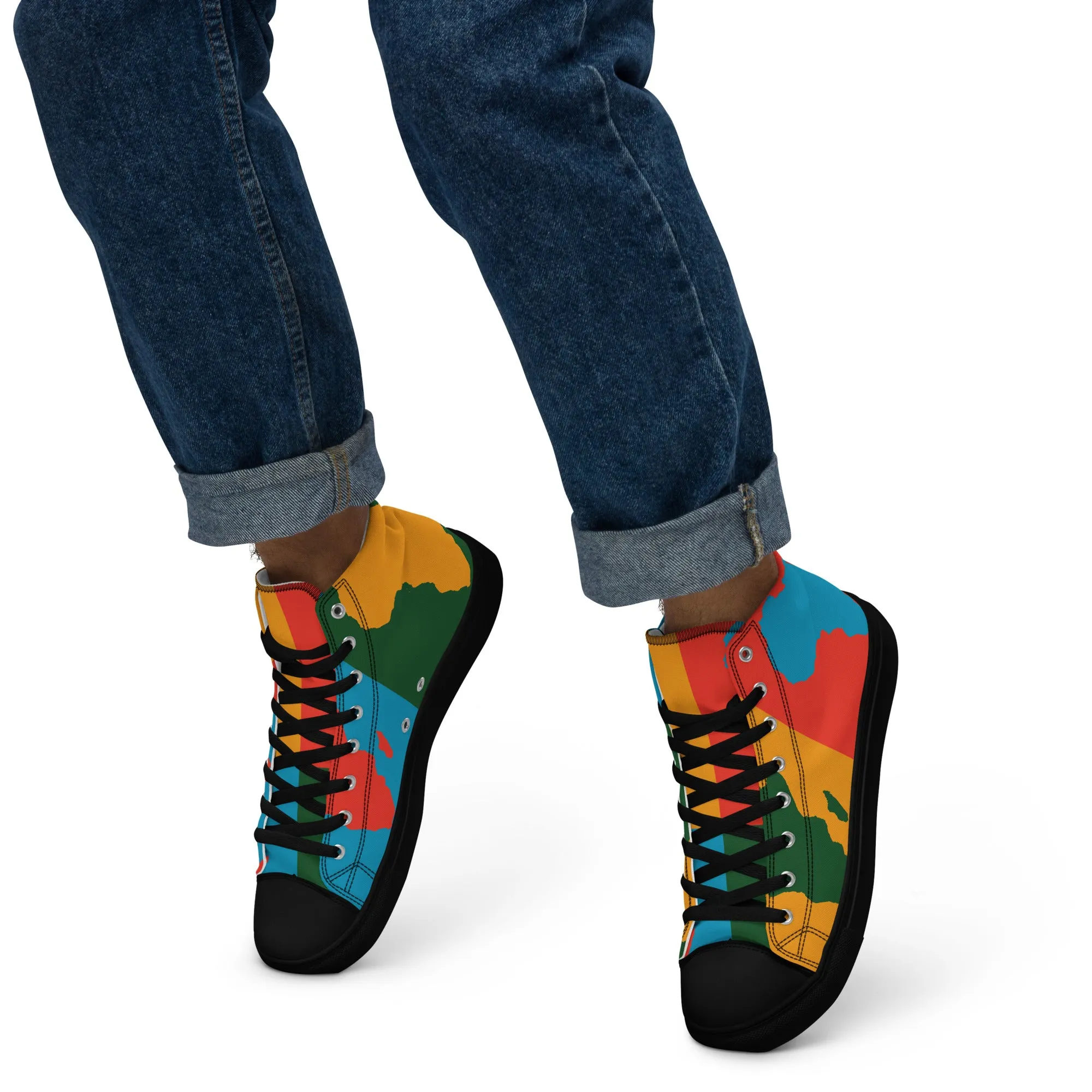 AFRICA WARHOL Men’s High Top Canvas Shoes (Bright)