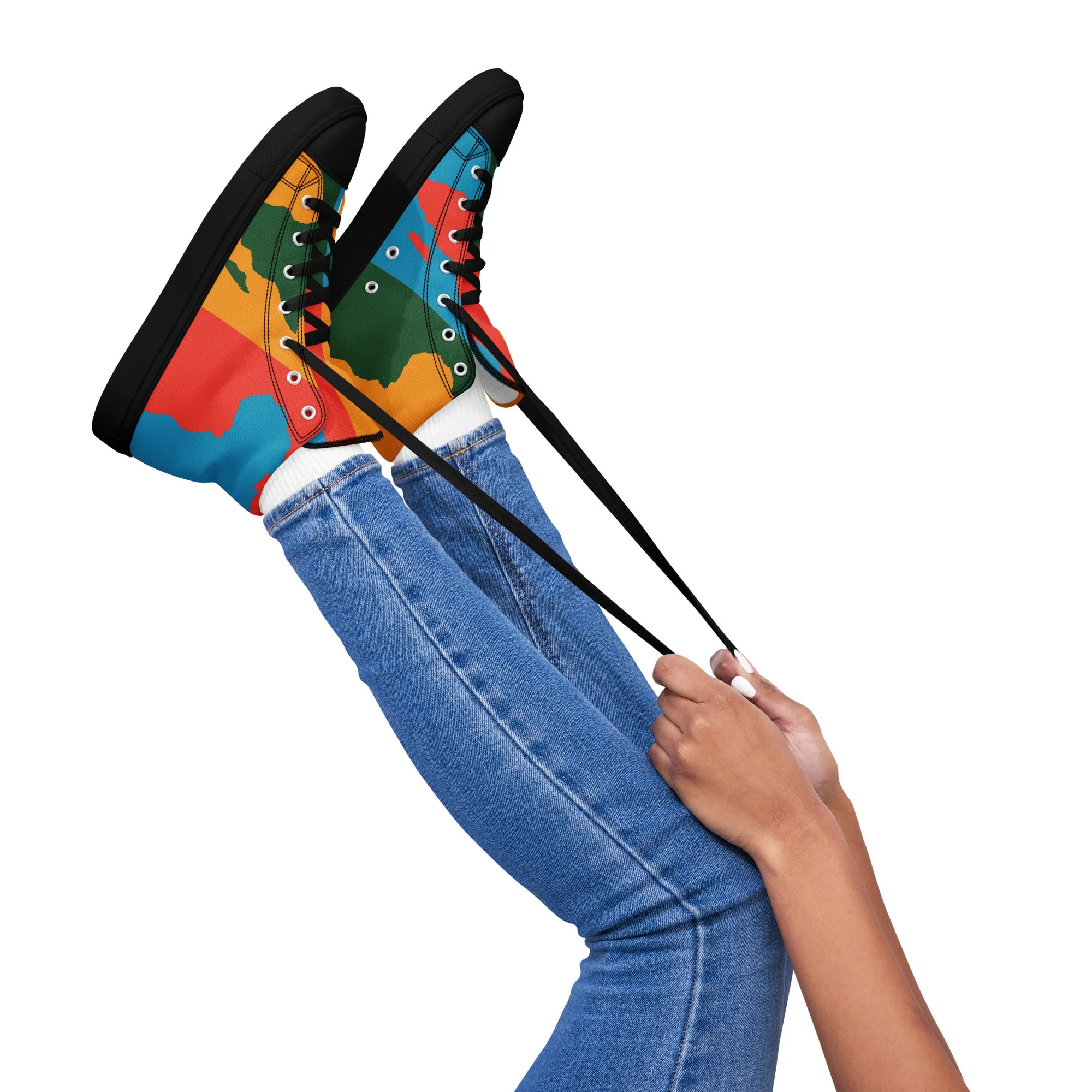 AFRICA WARHOL Women's High Top Canvas Shoes (Bright)