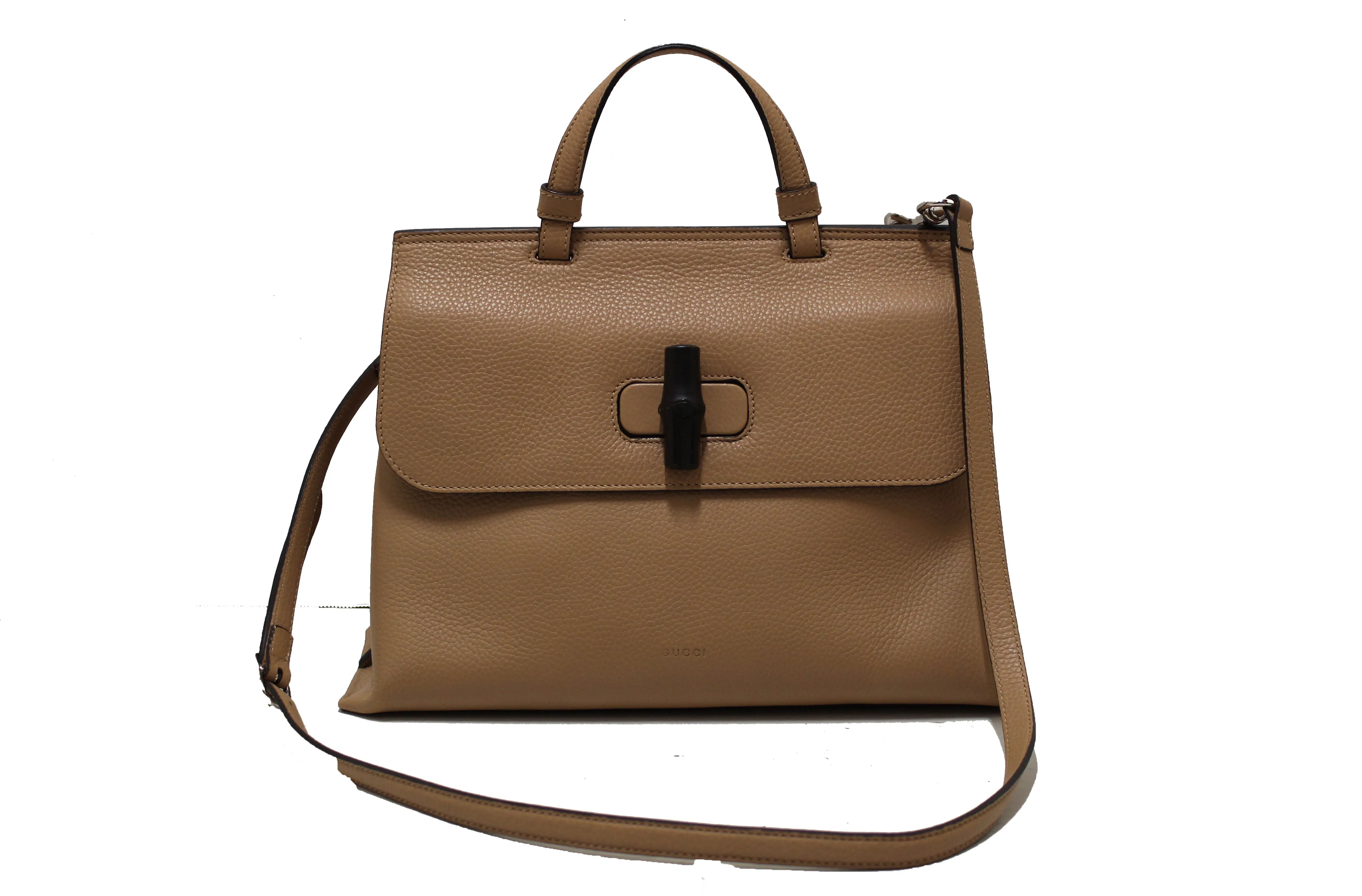 Authentic Gucci Daily Top Handle Bamboo Caramel Handbag