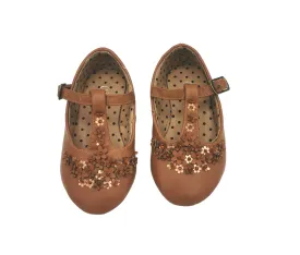 BABY GIRL SIZE 5 TODDLER - Floral, Strappy Ballet Flats EUC B12