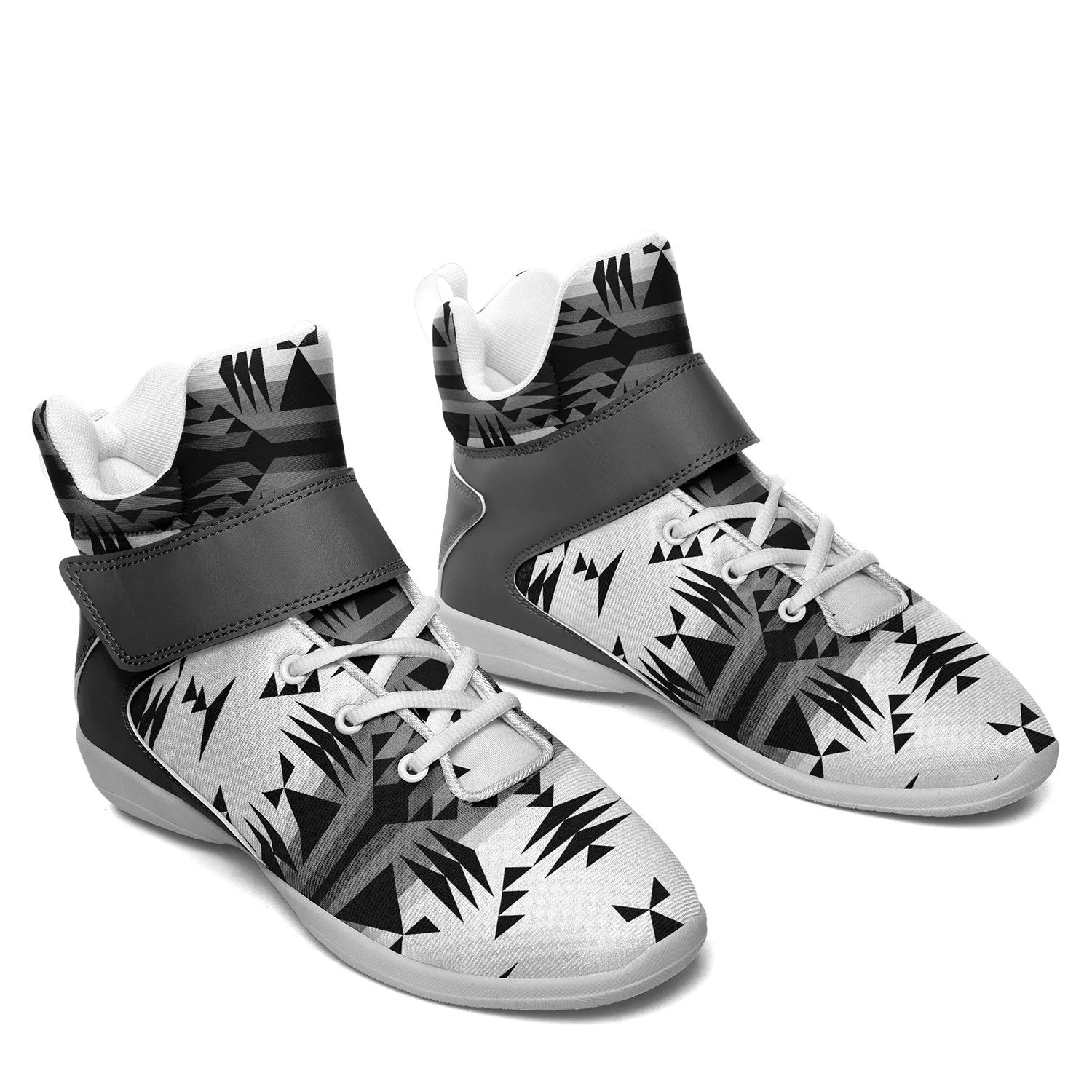 Between the Mountains White and Black Ipottaa Basketball / Sport High Top Shoes - White Sole