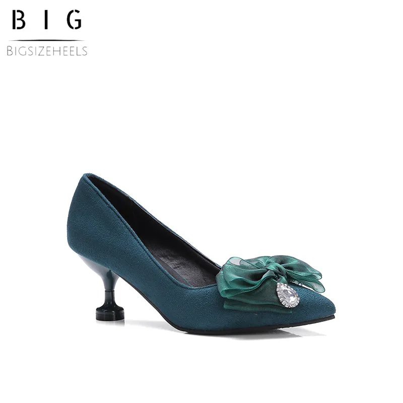 Bigsizeheels Sexy pointy floral stilettos - Green