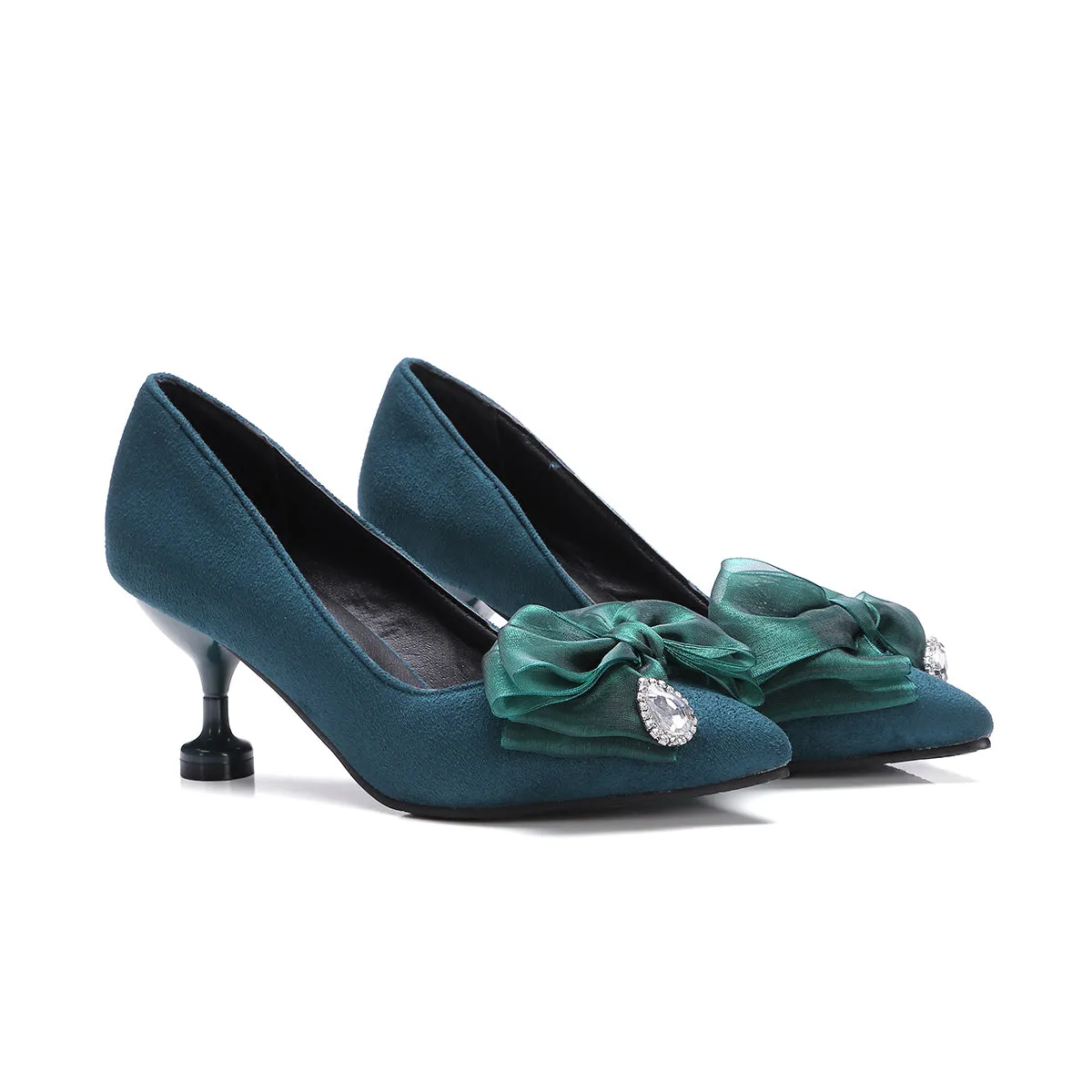 Bigsizeheels Sexy pointy floral stilettos - Green