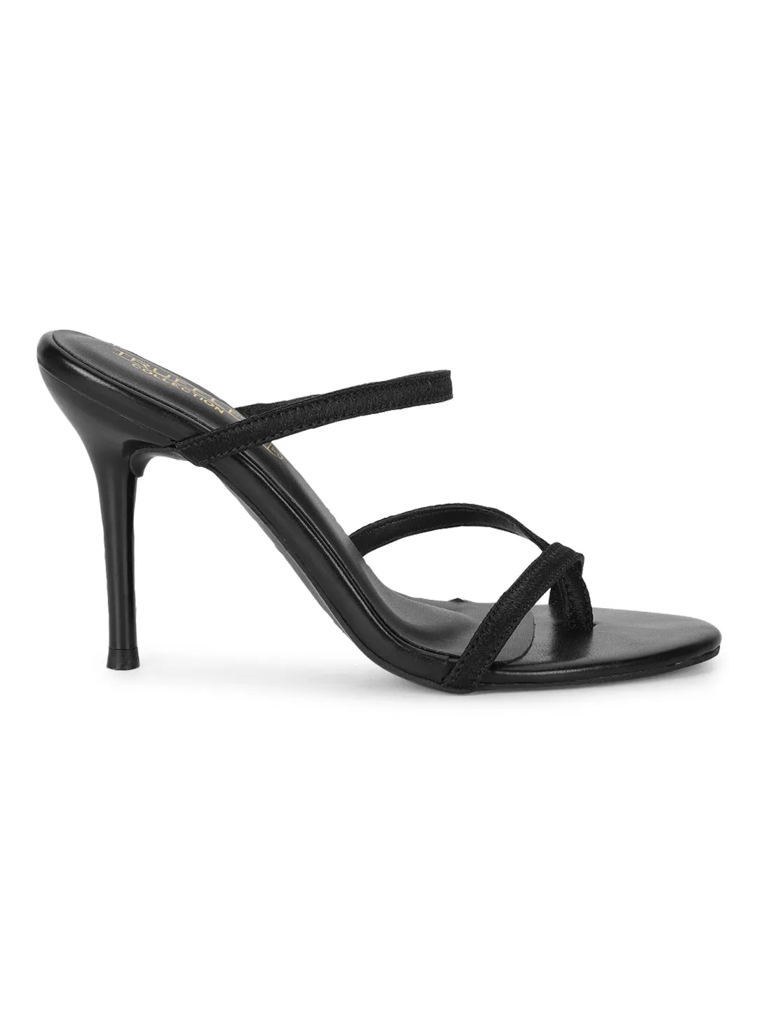 Black PU Crossover Thumb Strappy Stiletto Mules (TC-SLC-B-78-BLK)