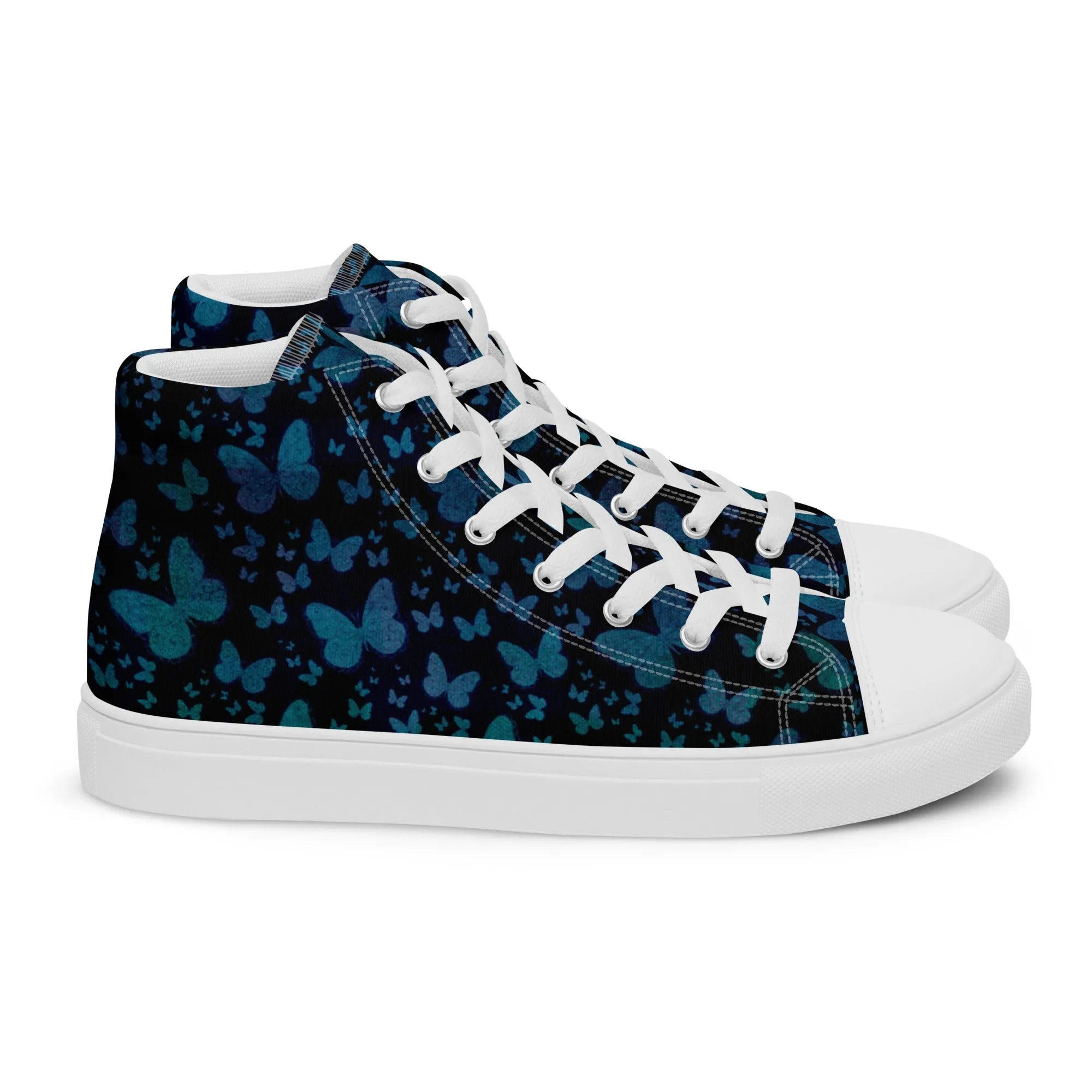 Blue Butterflies Women’s high top canvas shoes