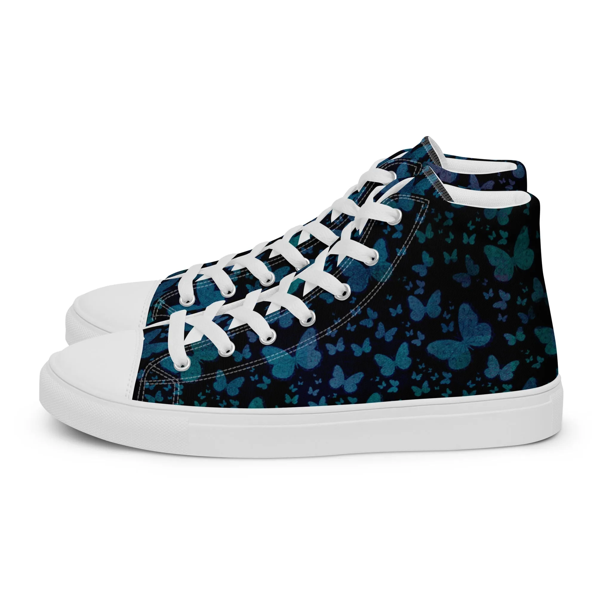 Blue Butterflies Women’s high top canvas shoes
