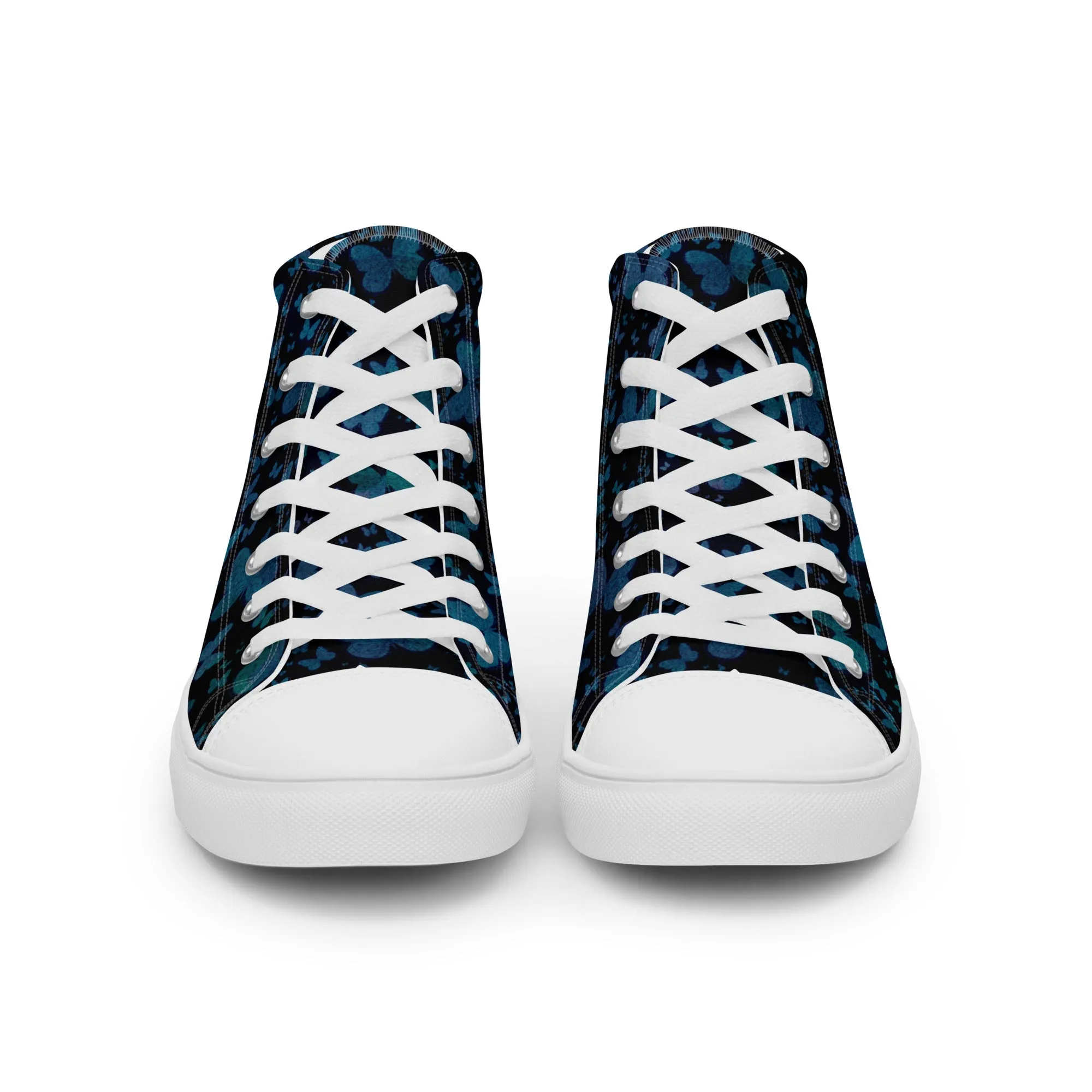 Blue Butterflies Women’s high top canvas shoes