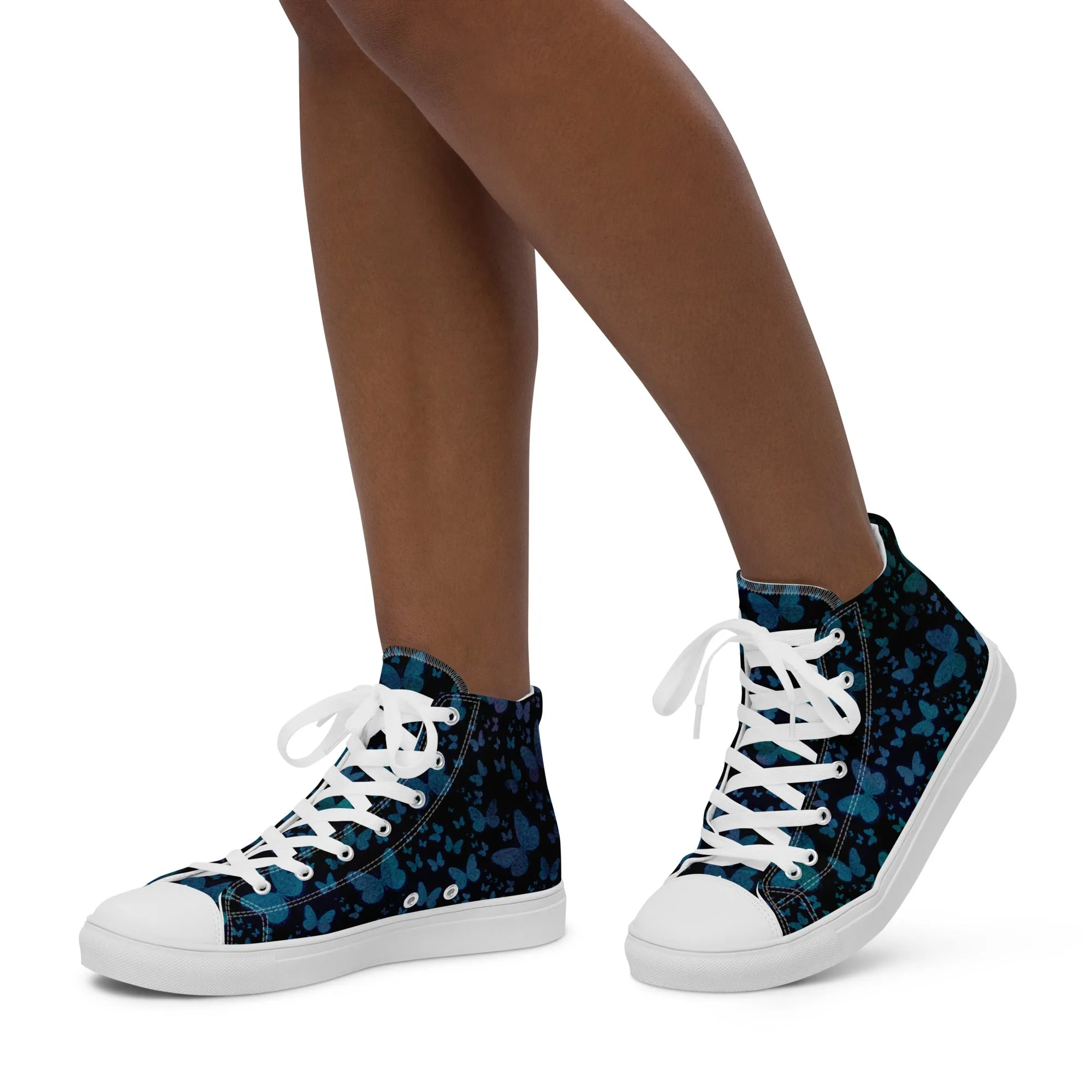 Blue Butterflies Women’s high top canvas shoes