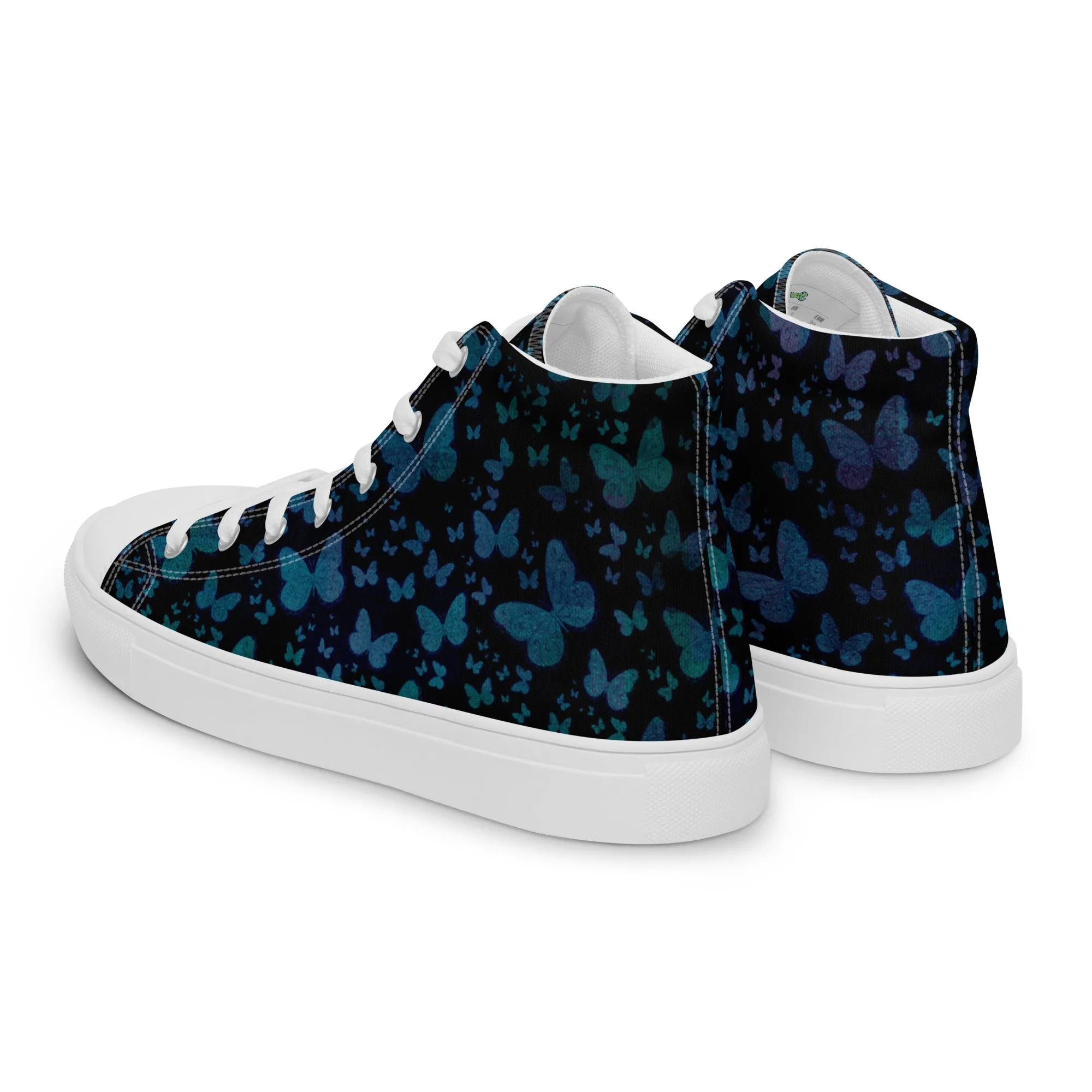 Blue Butterflies Women’s high top canvas shoes