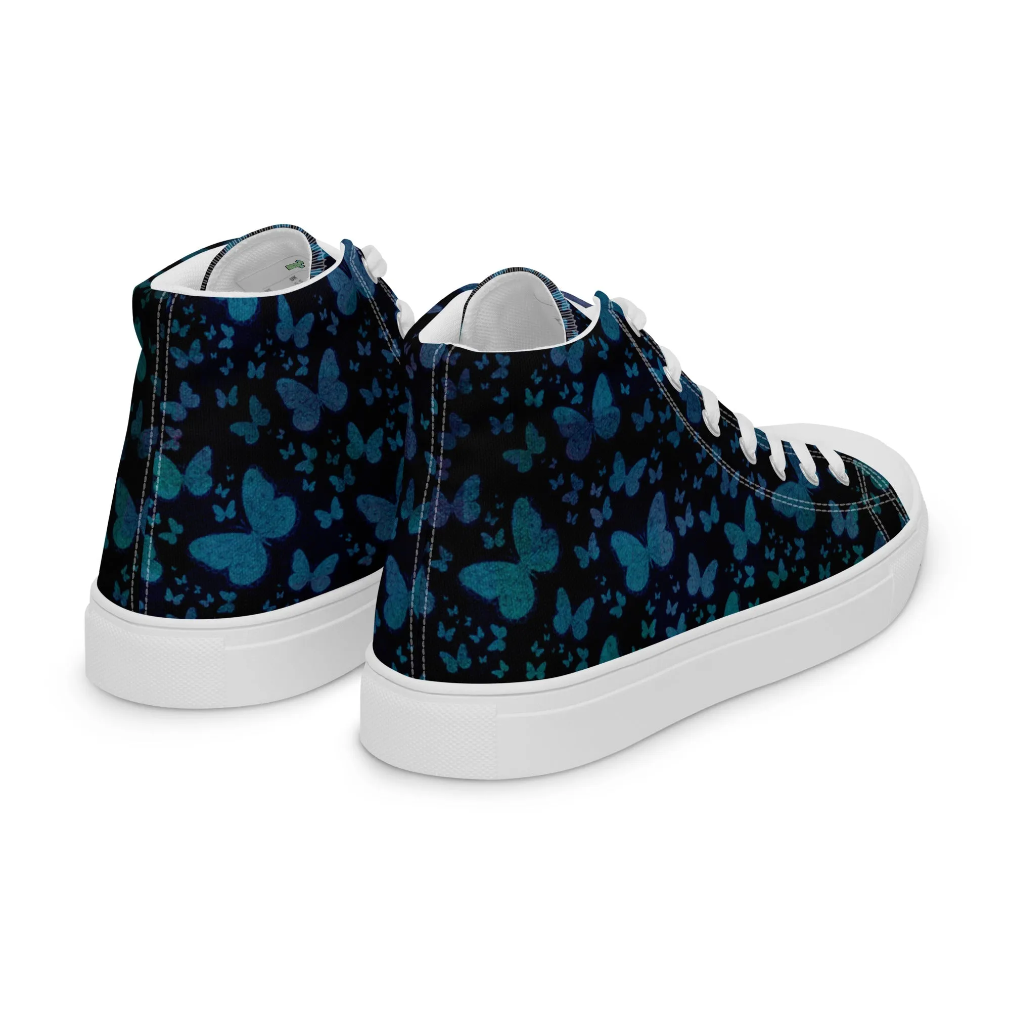 Blue Butterflies Women’s high top canvas shoes