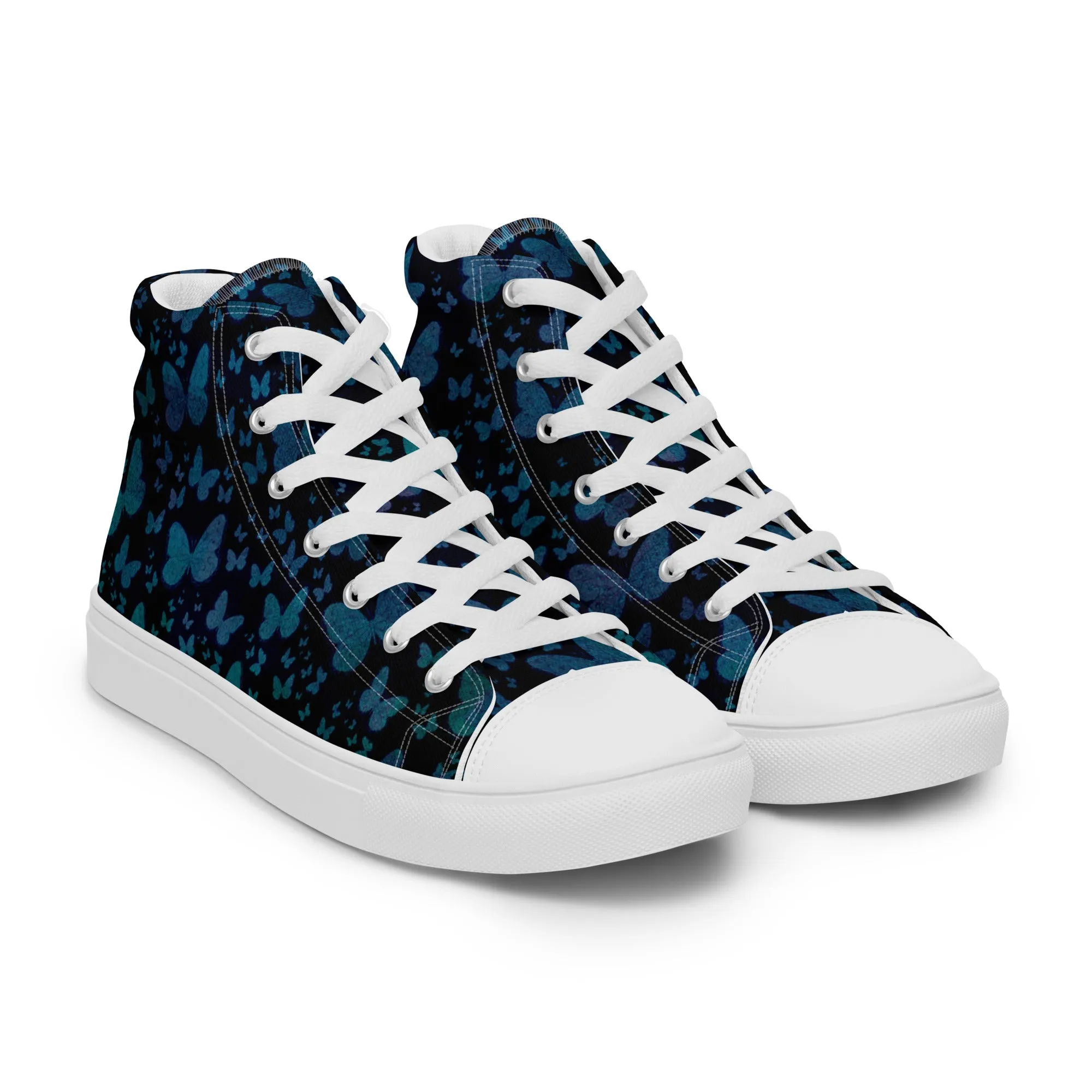 Blue Butterflies Women’s high top canvas shoes