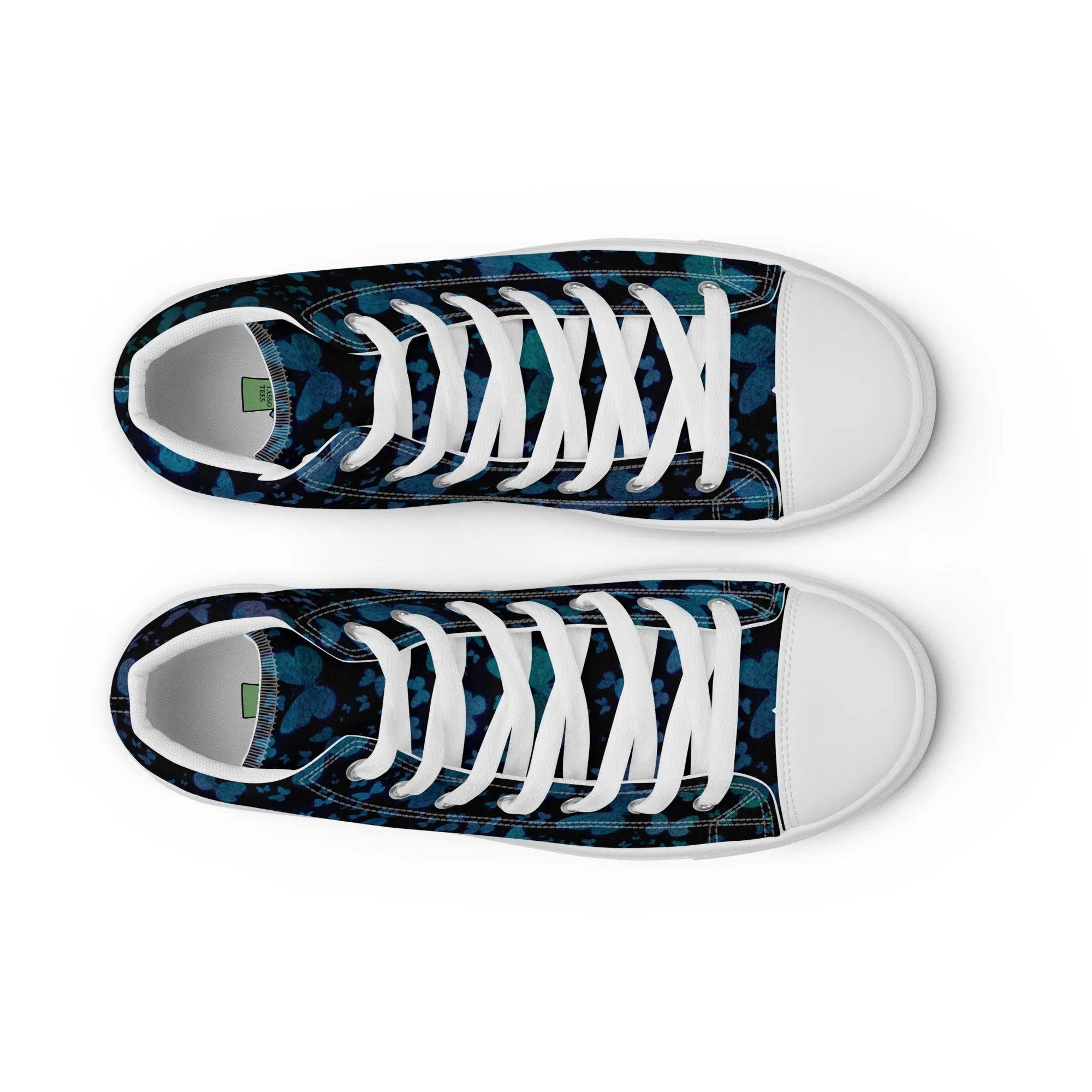 Blue Butterflies Women’s high top canvas shoes
