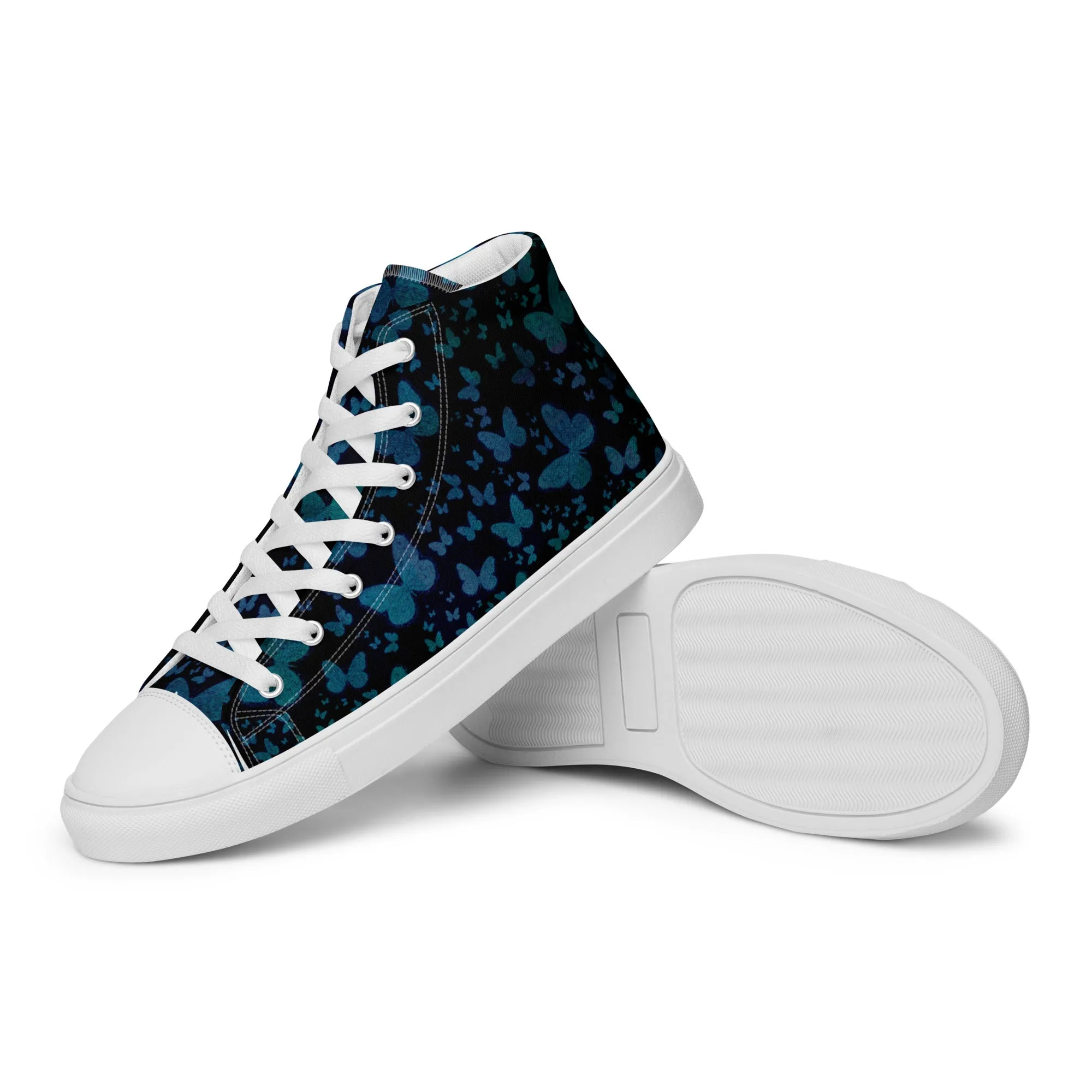 Blue Butterflies Women’s high top canvas shoes