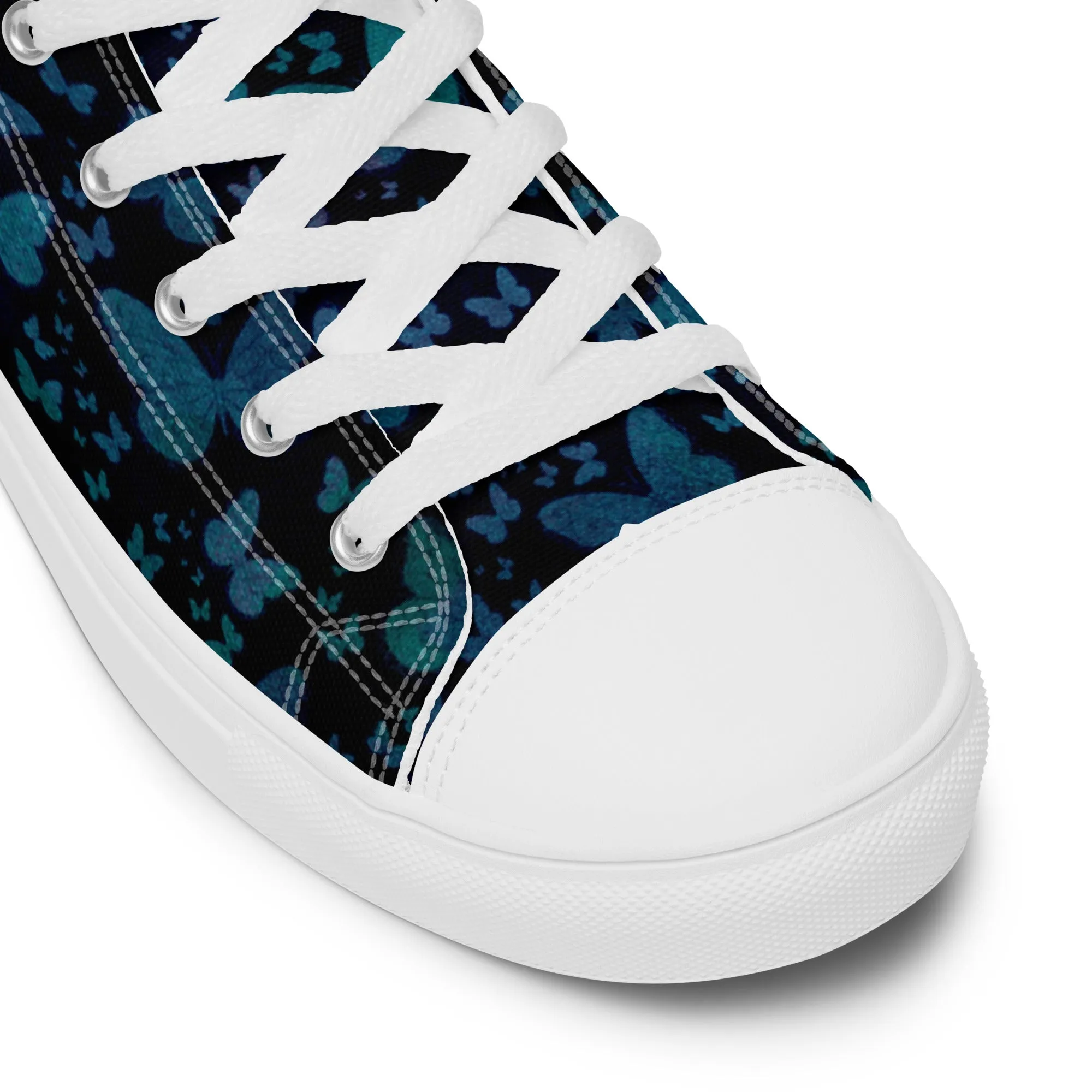 Blue Butterflies Women’s high top canvas shoes