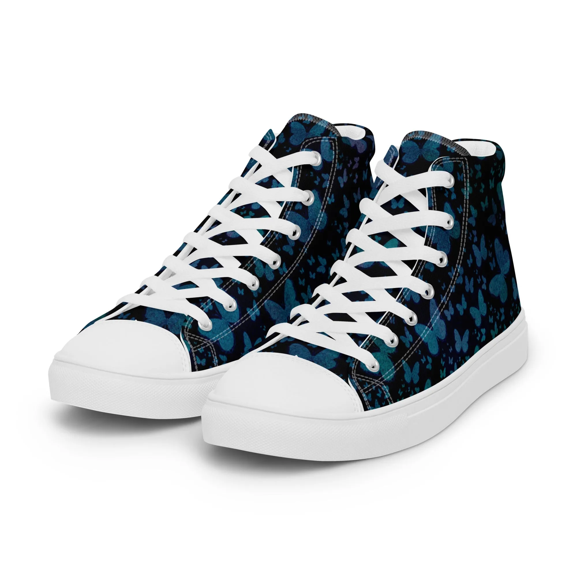 Blue Butterflies Women’s high top canvas shoes