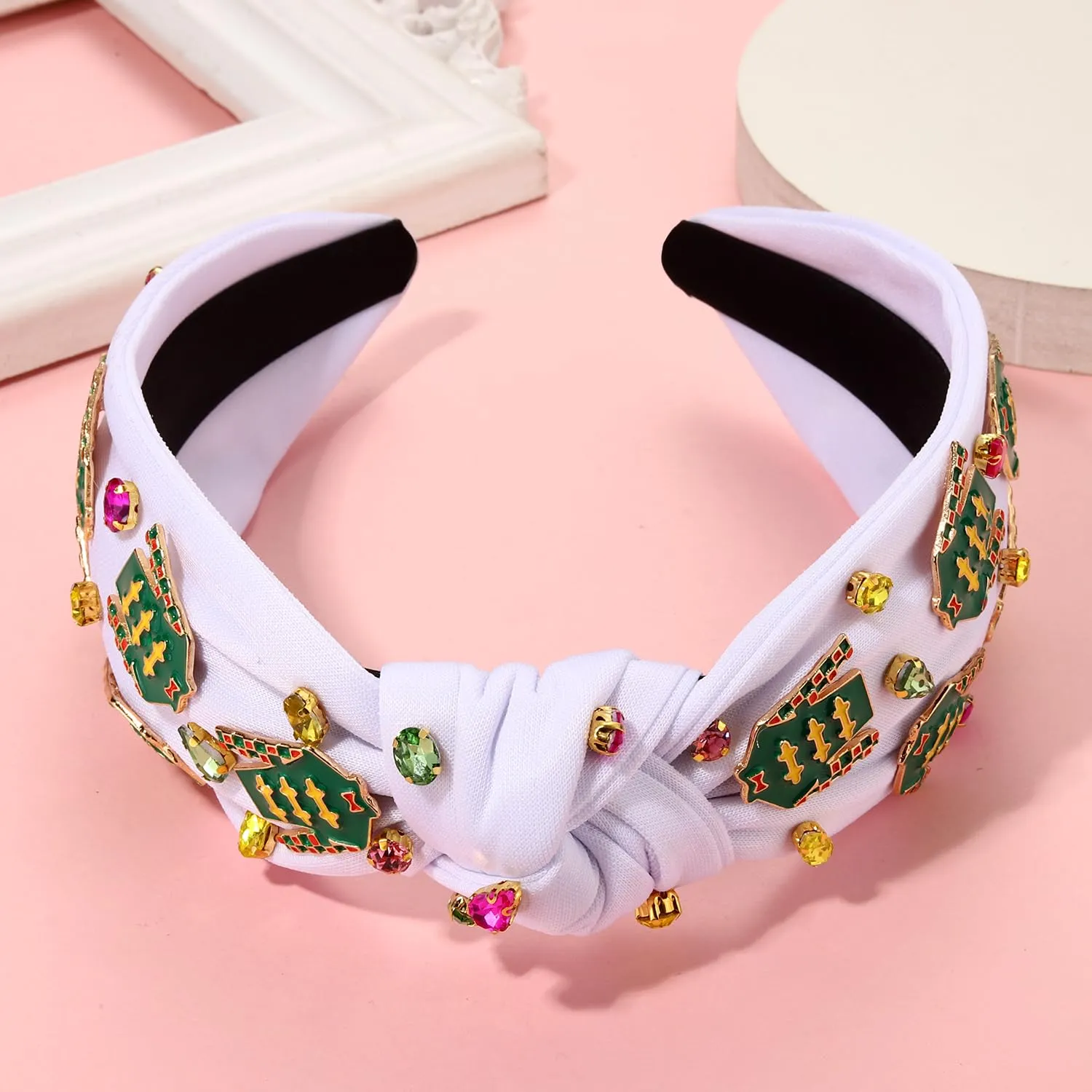 boderier Derby Headbands for Women Riding Suit Headband Jewele Crystal Embellished Knotted Headband Race Day Headband Horse Racing Fan Headwear Accessories (Green Riding Suit)