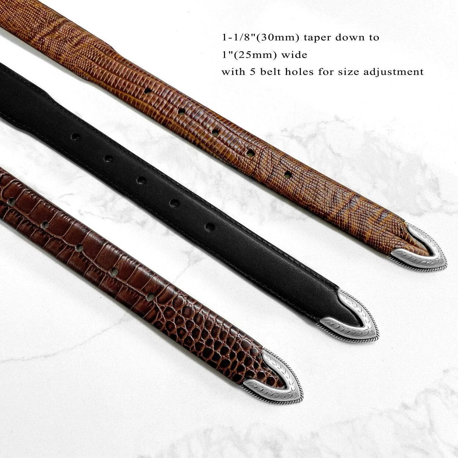 Brenton Genuine Full-Grain Cowhide Leather Dress Belt 1-1/8"(30mm) taper down to 1"(25mm) wide or Belt Strap only