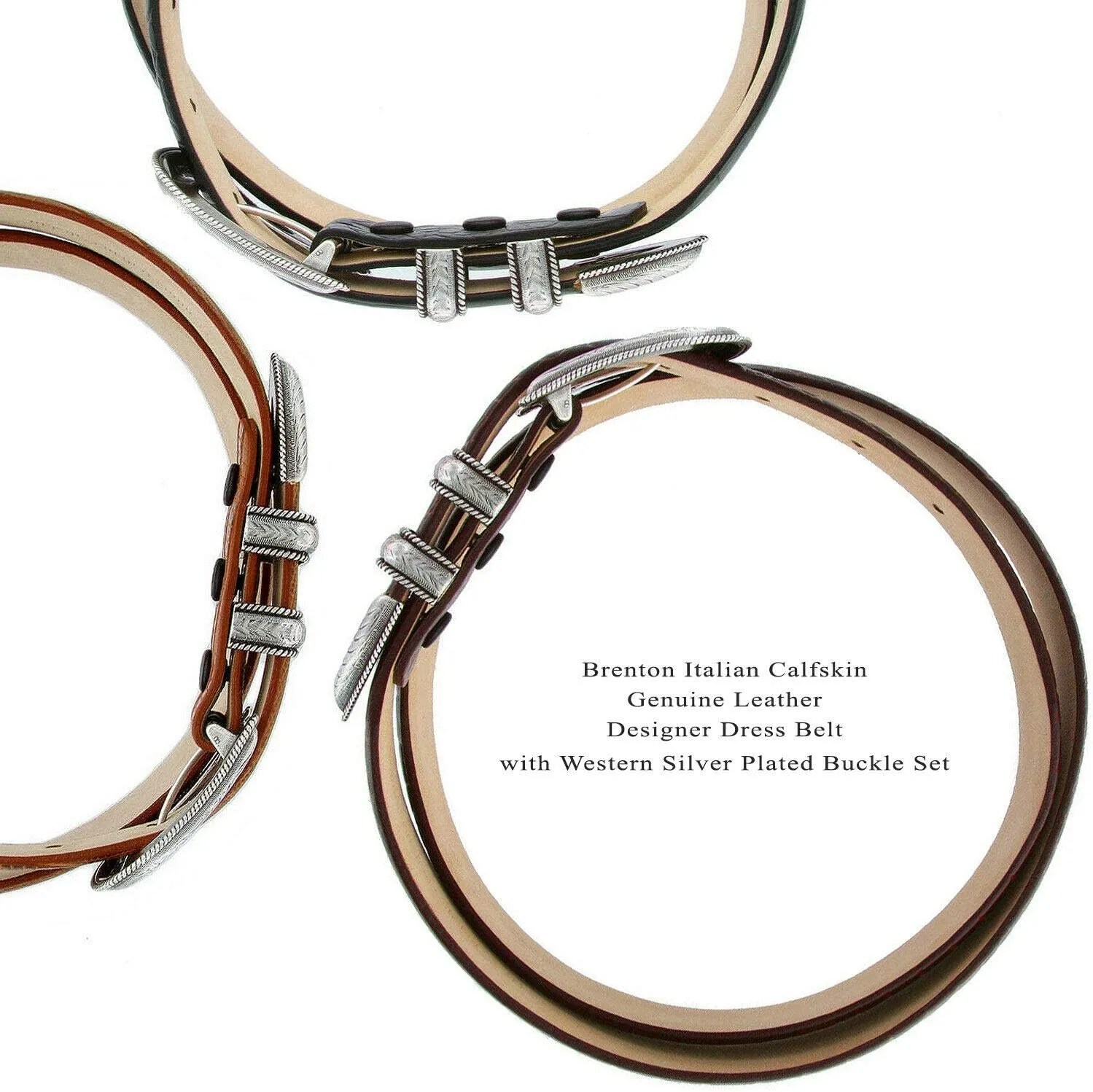 Brenton Genuine Full-Grain Cowhide Leather Dress Belt 1-1/8"(30mm) taper down to 1"(25mm) wide or Belt Strap only
