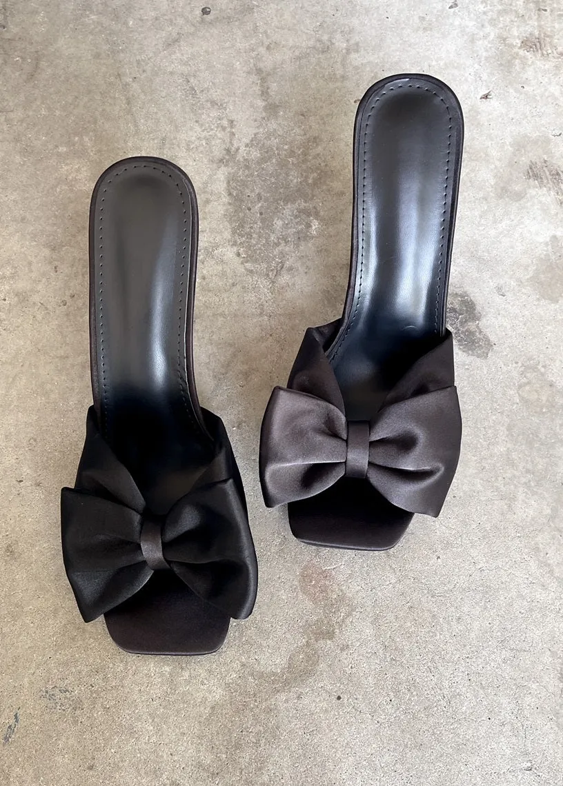 Cayla Bow Satin High Heels in White