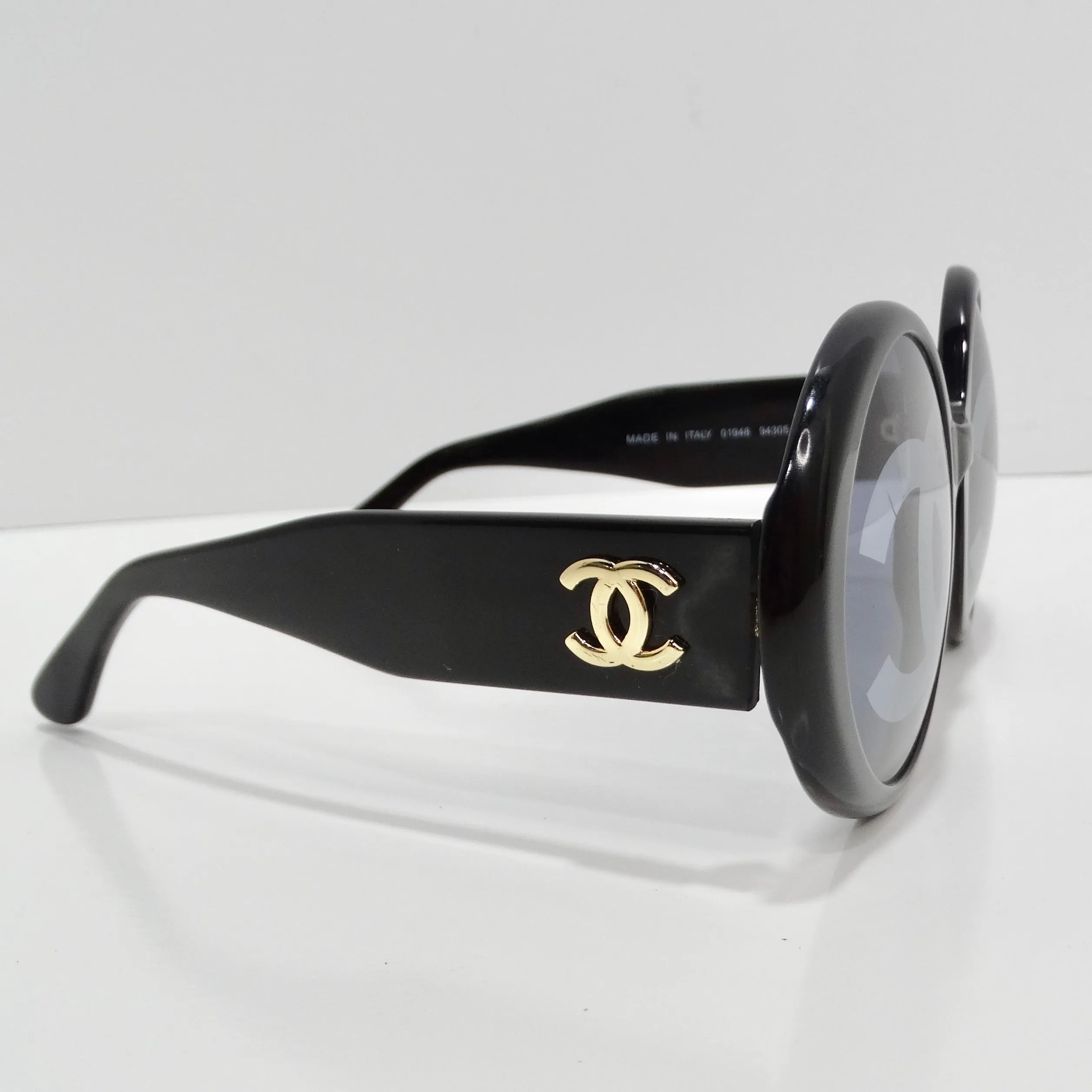 Chanel 1993 Black CC Logo Round Lens Sunglasses
