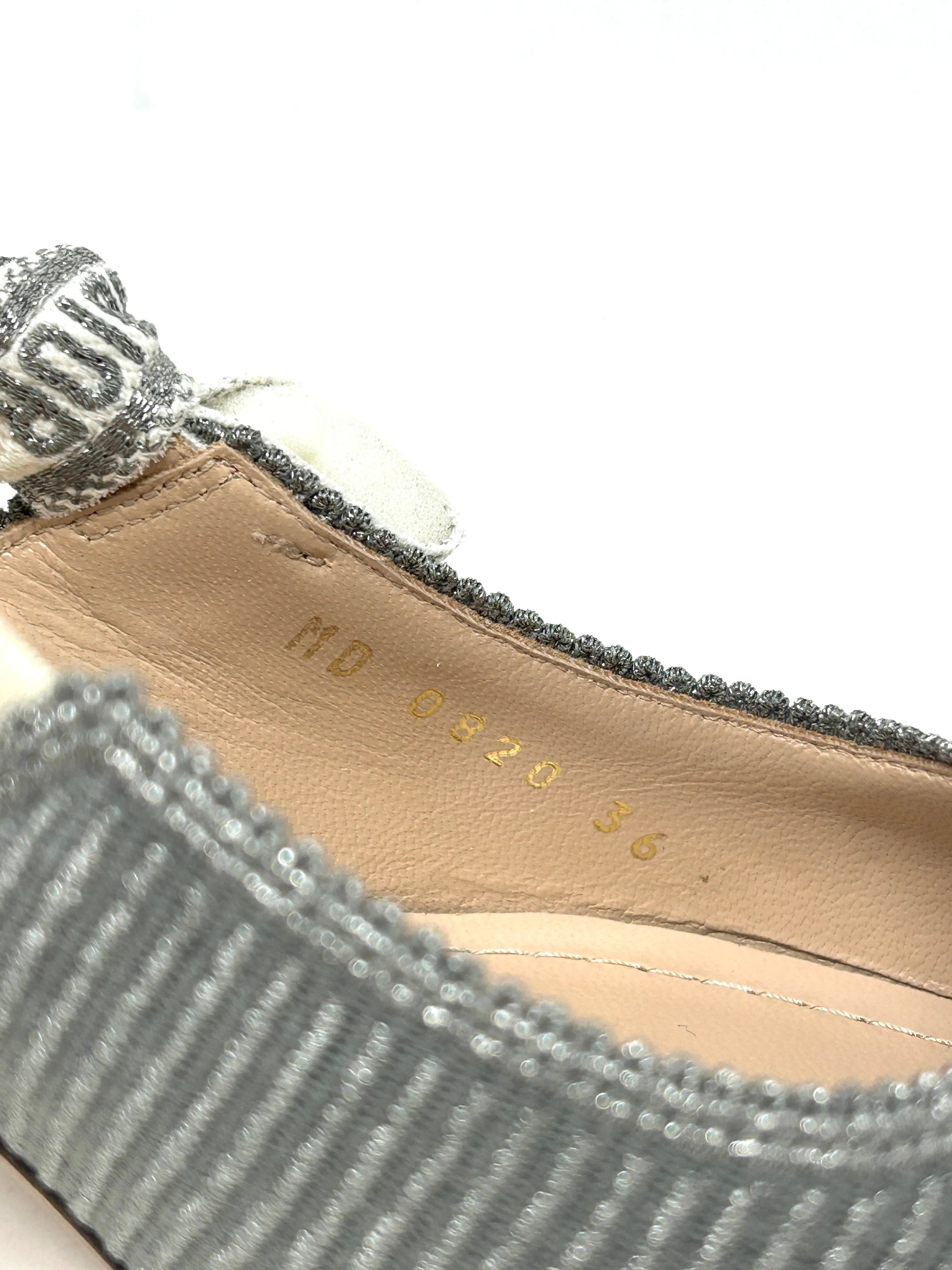 Christian Dior J'Adior Silver Embroidered Sling Back Pump Heels 36 UK 3