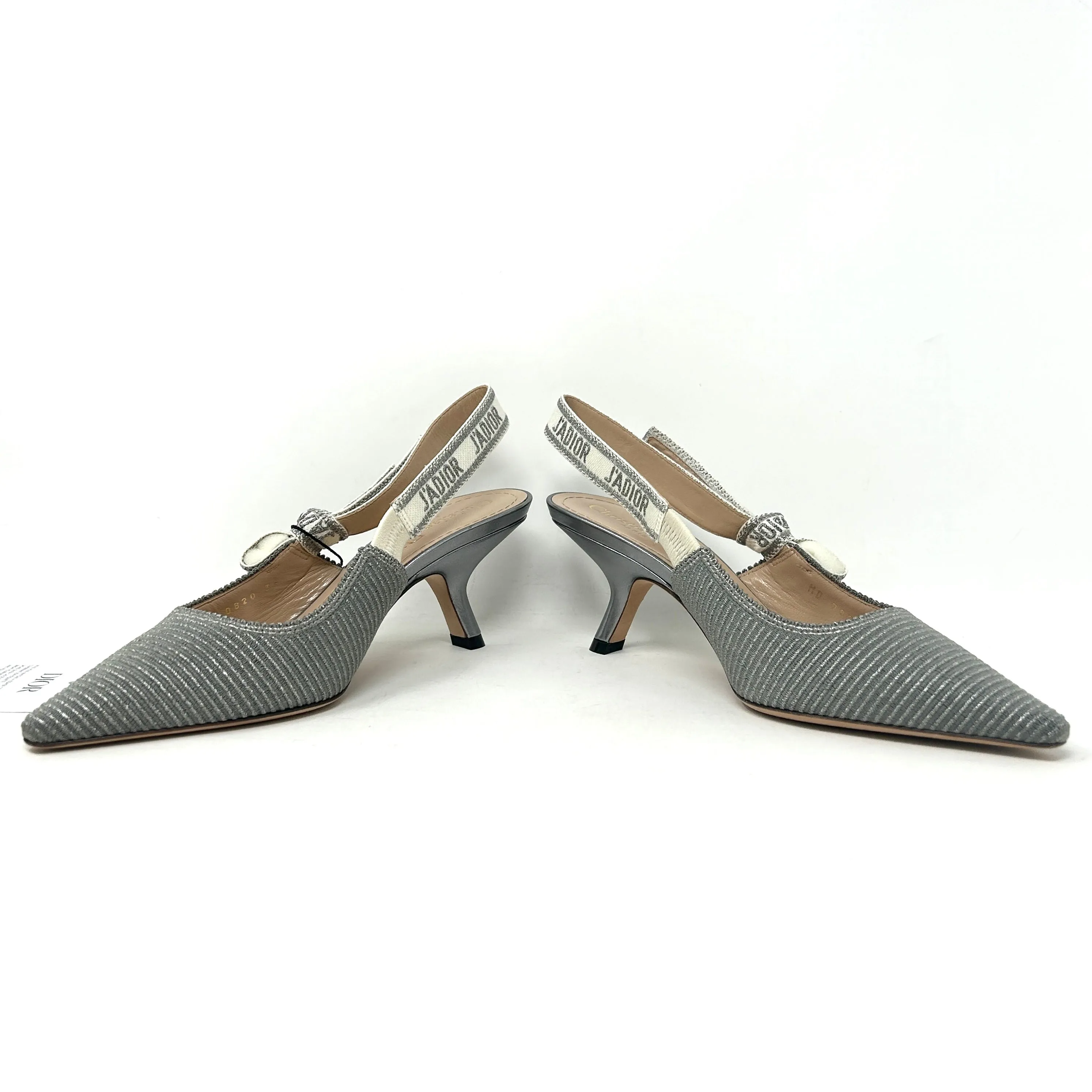 Christian Dior J'Adior Silver Embroidered Sling Back Pump Heels 36 UK 3
