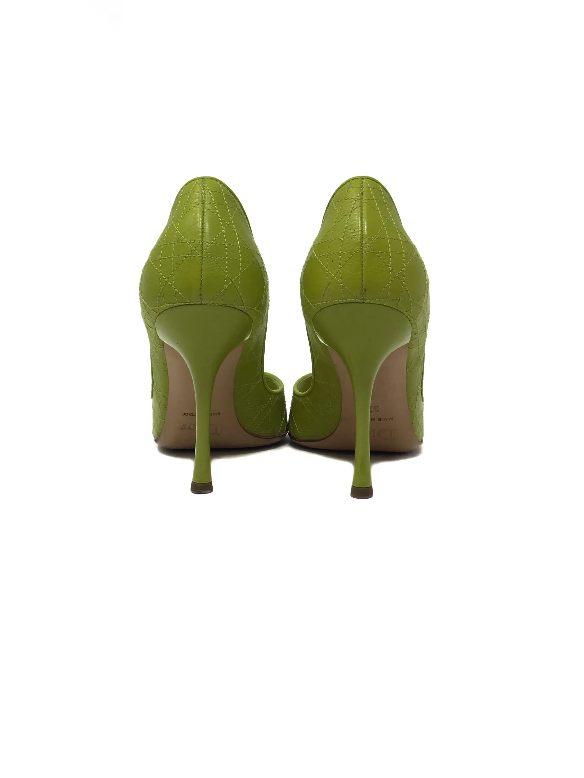 Christian Dior Size 37 WB! Cannage Stitching Leather Charm Heel