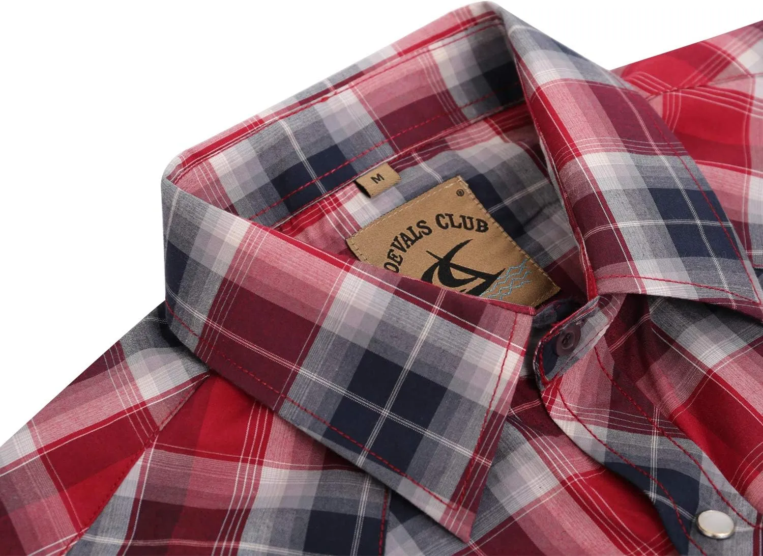 COEVALS CLUB Men's Western Plaid Pearl Snap Buttons Two Pocket Casual Short Sleeve Shirts