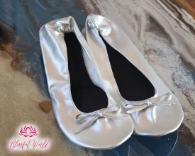Custom Wedding flats, Your Text Bridal Ballet Shoes, Bridesmaid Flat, wedding ballet flat, Wedding Flats, ballerina slippers, Foldable Flats