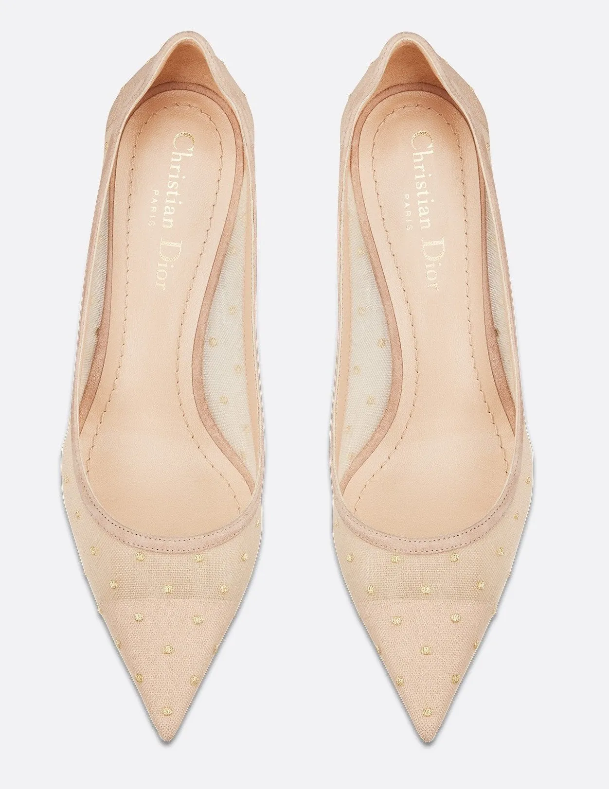 D-Moi Pump in Embroidered Dotted Swiss Tulle, Nude