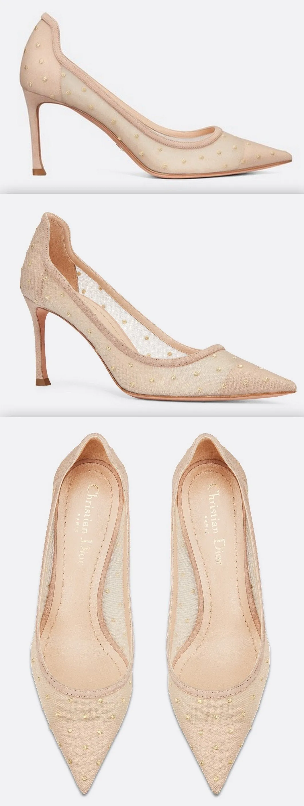 D-Moi Pump in Embroidered Dotted Swiss Tulle, Nude