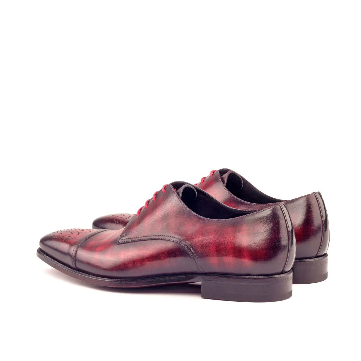 DapperFam Vero in Black / Burgundy Men's Italian Patent Leather & Hand-Painted Patina Derby