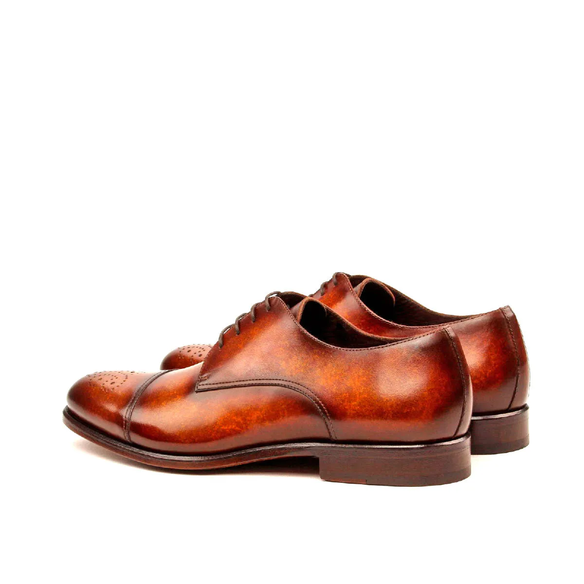DapperFam Vero in Cognac Men's Hand-Painted Patina Derby
