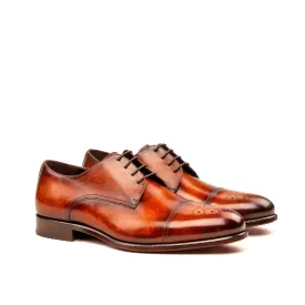 DapperFam Vero in Cognac Men's Hand-Painted Patina Derby