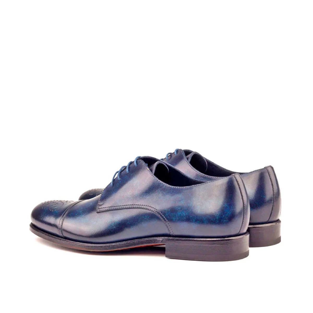DapperFam Vero in Denim Men's Hand-Painted Patina Derby
