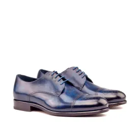 DapperFam Vero in Denim Men's Hand-Painted Patina Derby