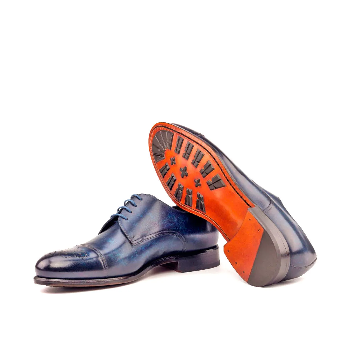 DapperFam Vero in Denim Men's Hand-Painted Patina Derby