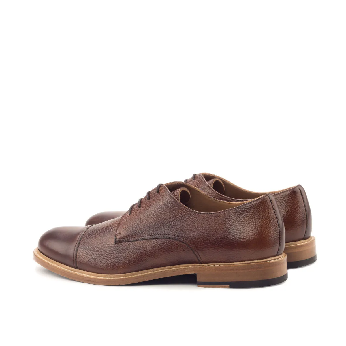 DapperFam Vero in Med Brown Men's Italian Leather & Italian Full Grain Leather Derby