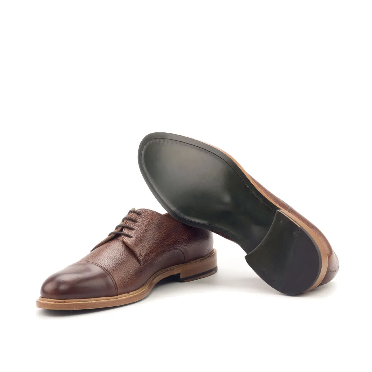 DapperFam Vero in Med Brown Men's Italian Leather & Italian Full Grain Leather Derby