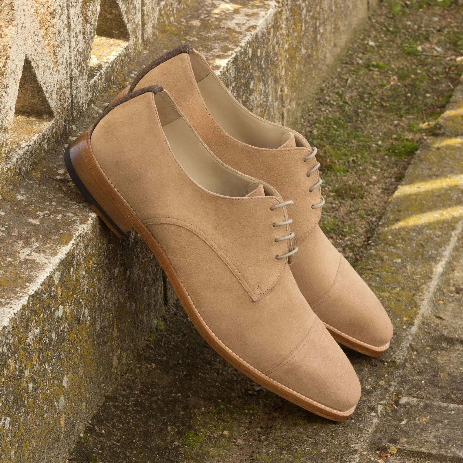 DapperFam Vero in Taupe / Brown Men's Flannel & Italian Suede Derby