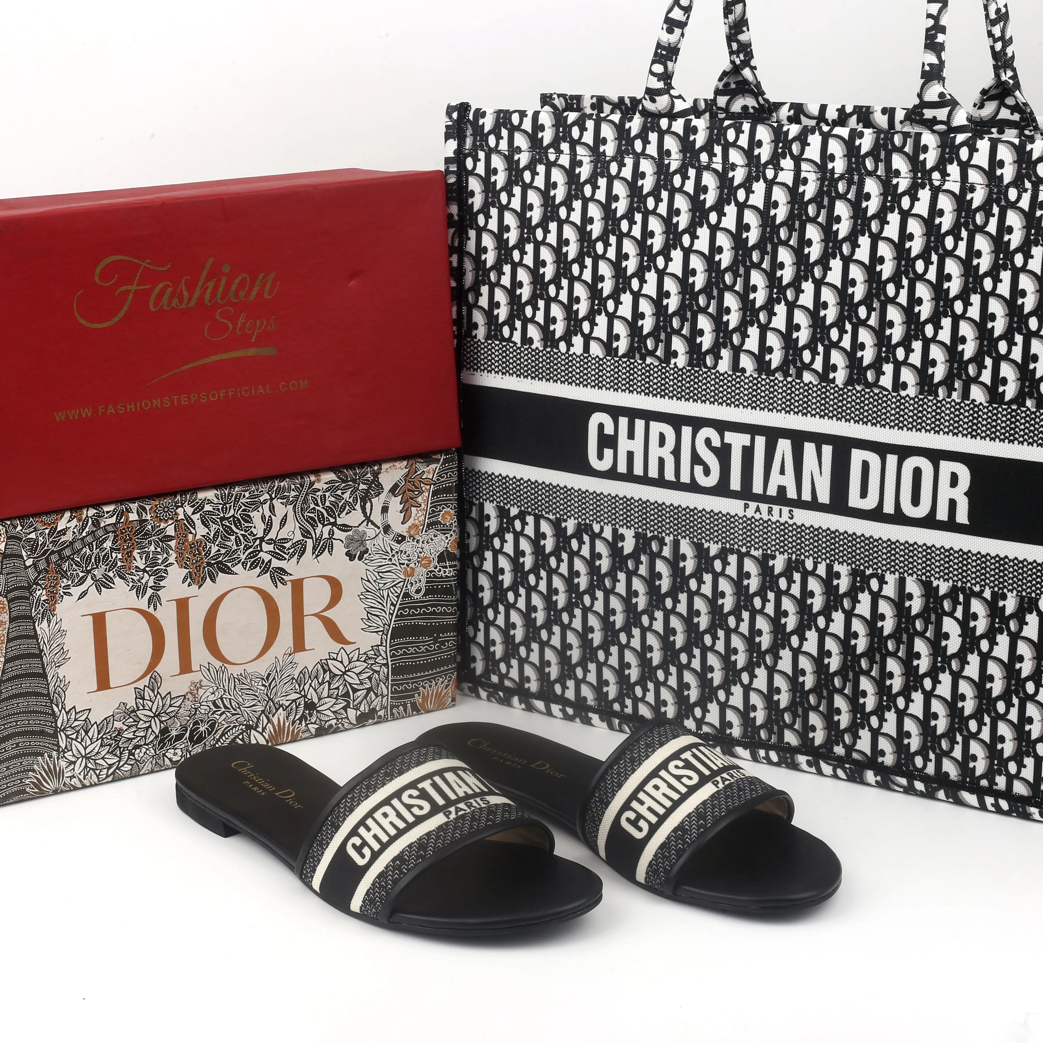 DD black combo slipper&bag