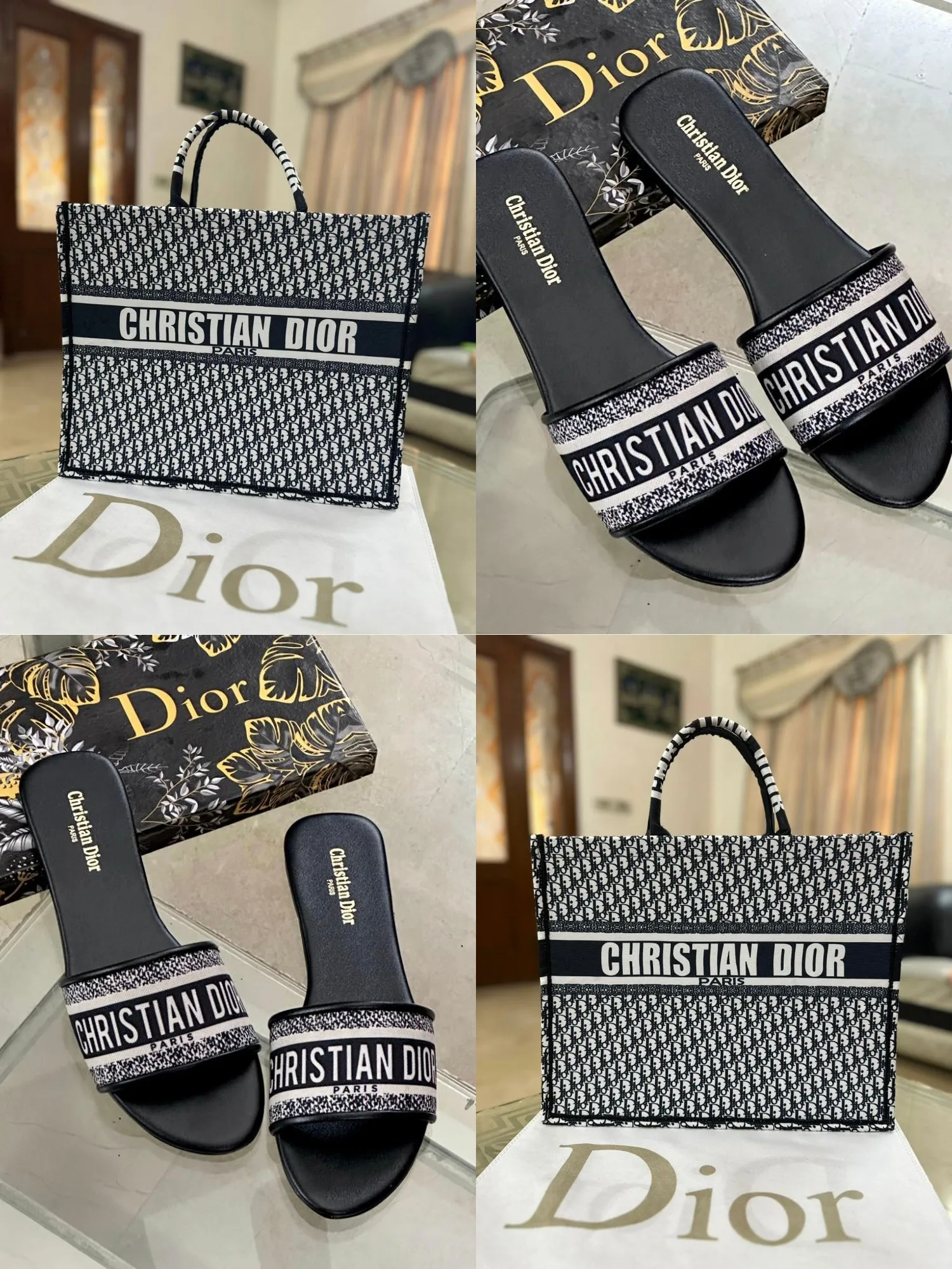 DD black combo slipper&bag