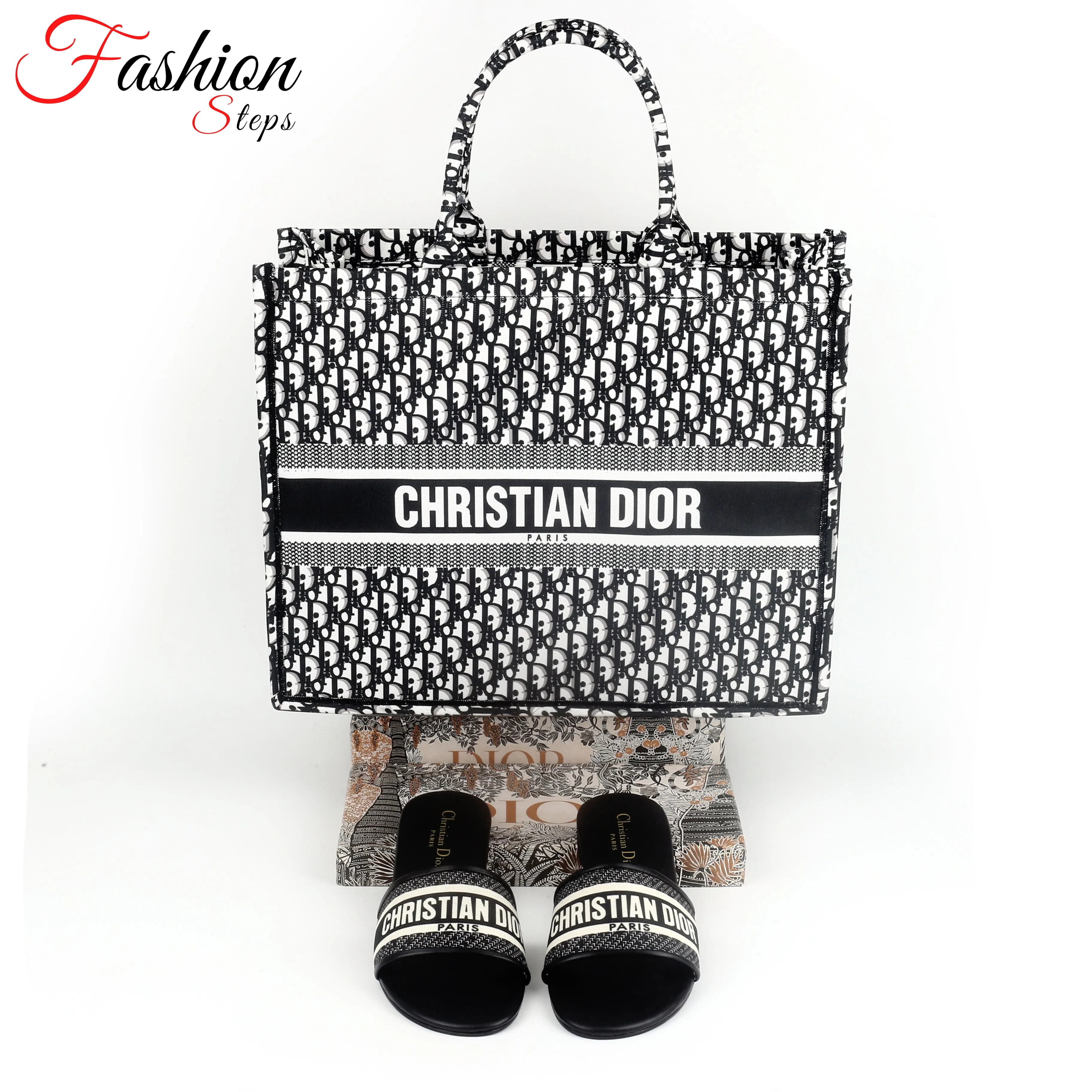 DD black combo slipper&bag