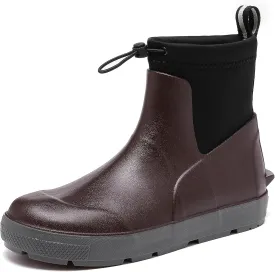 Deck Boots For Men Anti-Slip, Waterproof Ankle Rain Boots, Rubber Outdoor Fishing Footwear, Chelsea Garden Work Water Shoes, Size 6.5-12