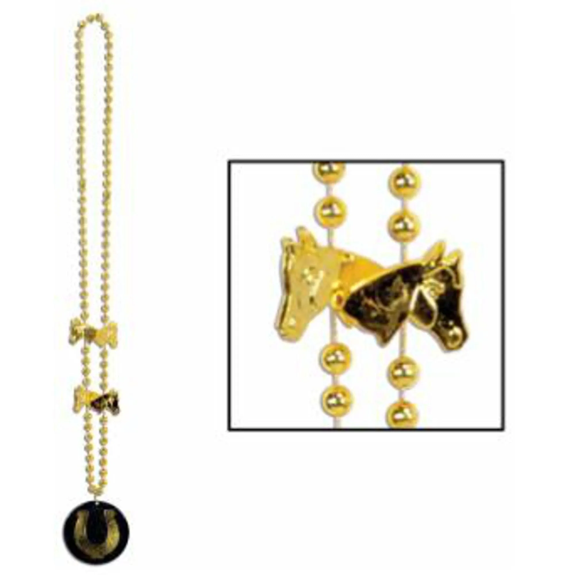 Derby Day Beads With Medallion - Celebrate In Style!