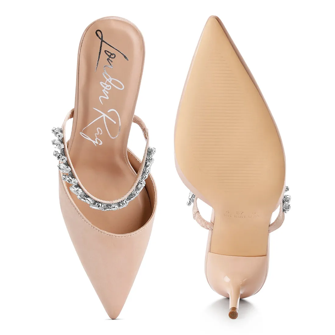 Diamante Stiletto Mules Sandals