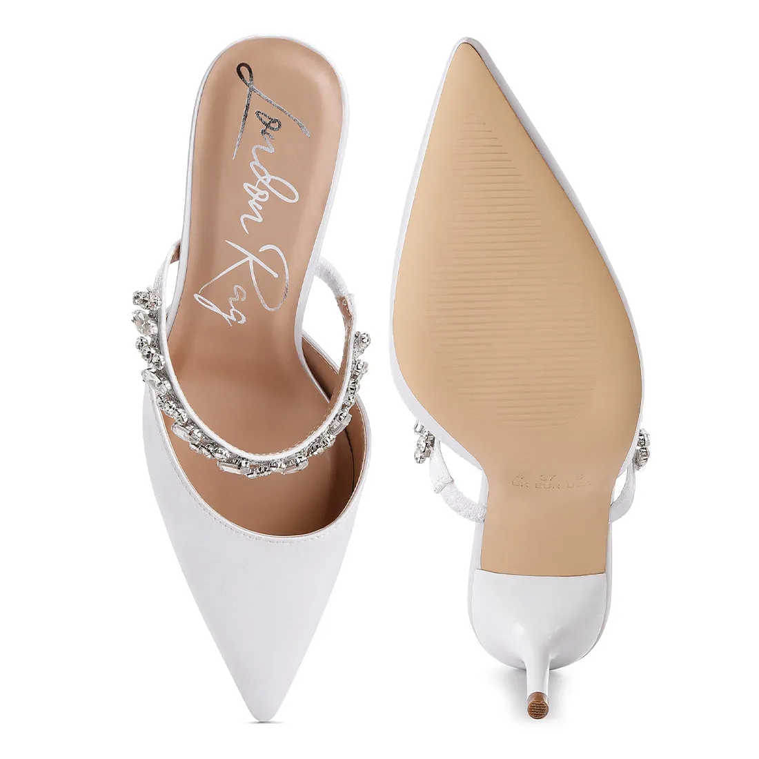 Diamante Stiletto Mules Sandals